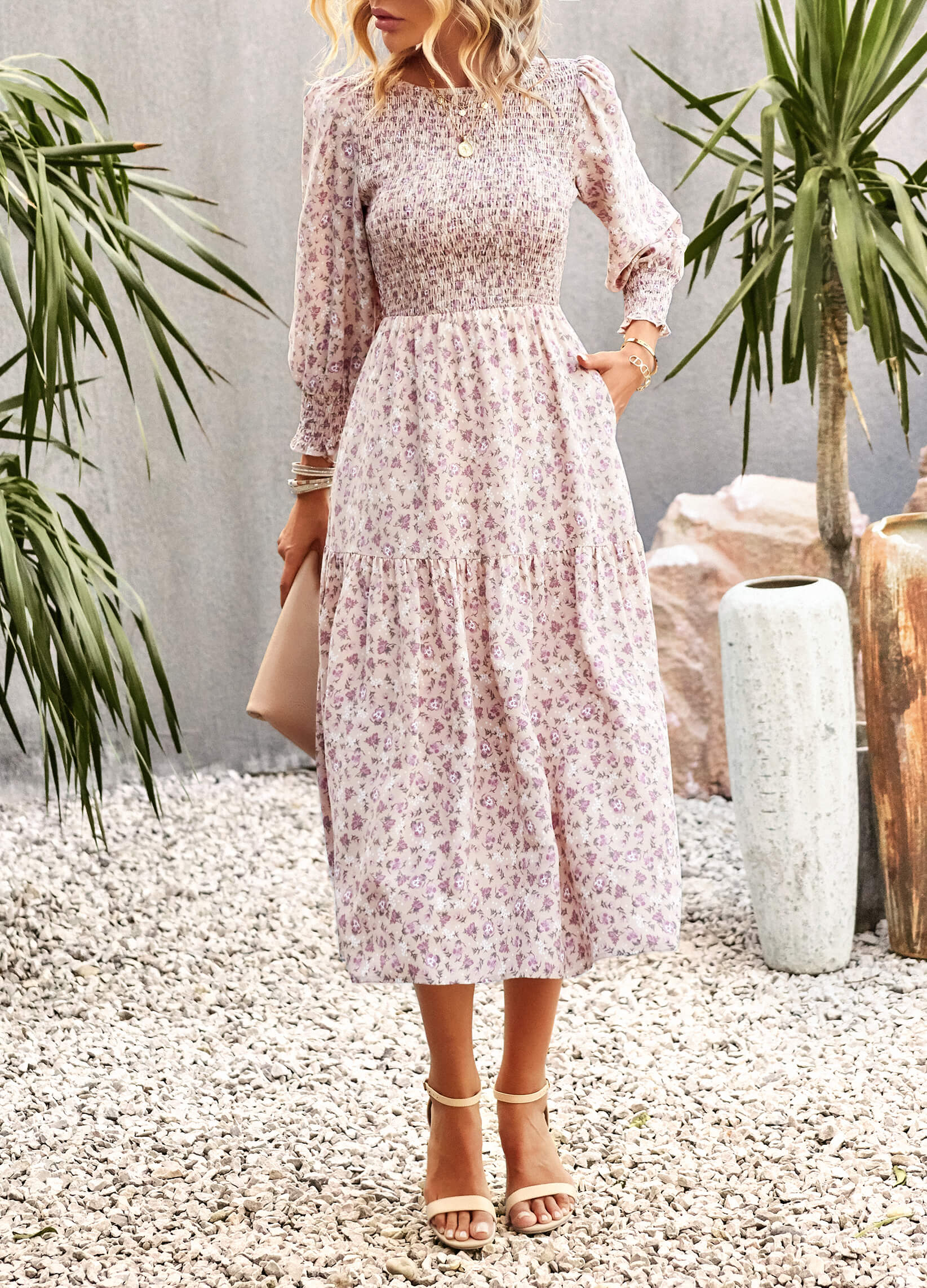 TRADING PLACES FLORAL MIDI DRESS - CREPE - Image 4