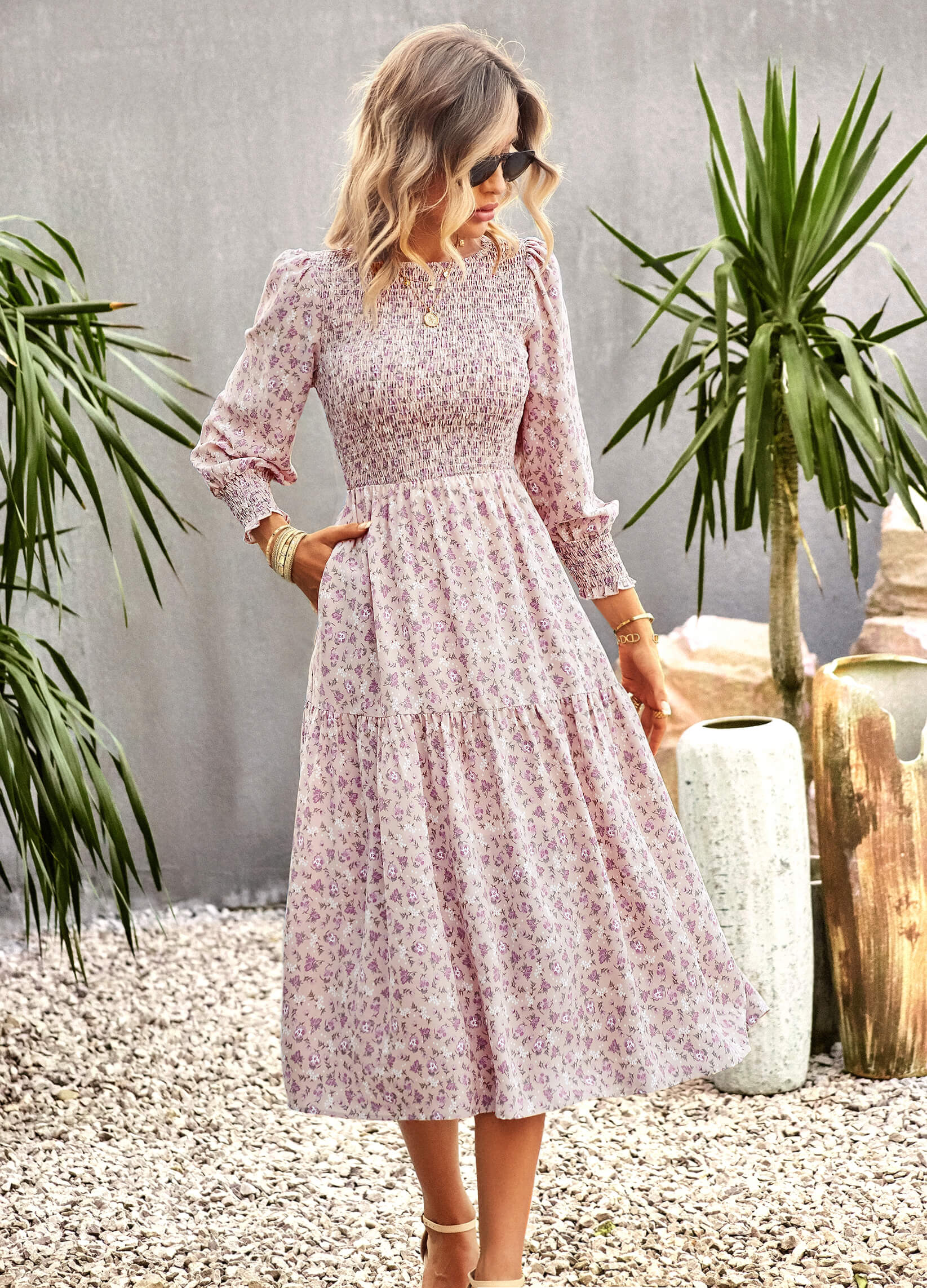 TRADING PLACES FLORAL MIDI DRESS - CREPE - Image 5