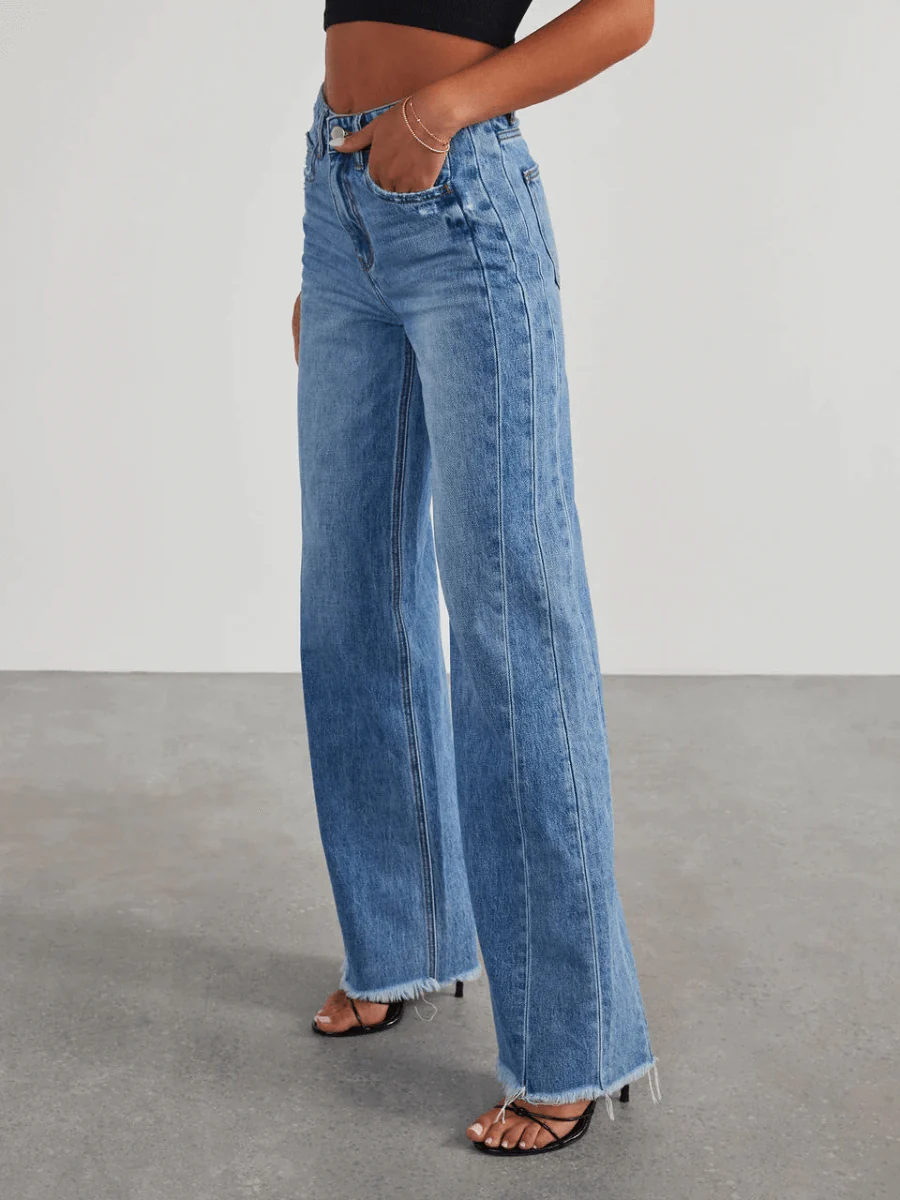 Trendsetter Wide Leg Diagonal Seam Jeans - Image 3
