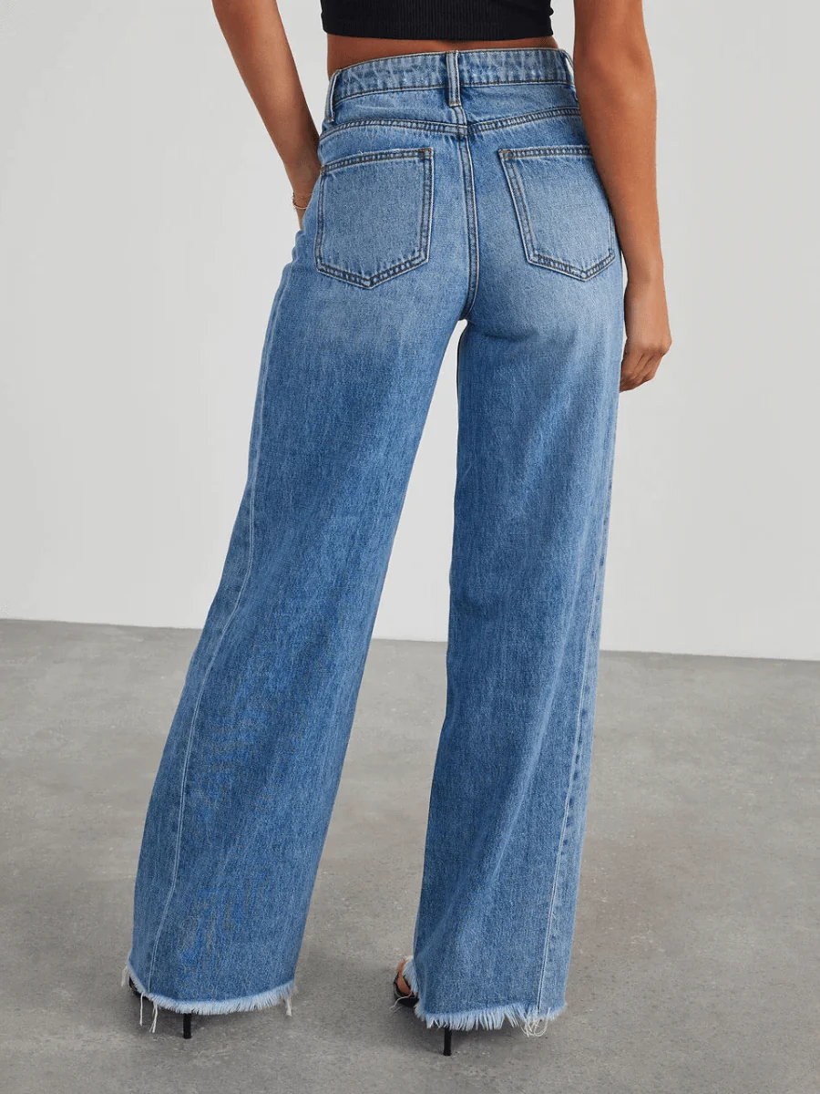 Trendsetter Wide Leg Diagonal Seam Jeans - Image 4