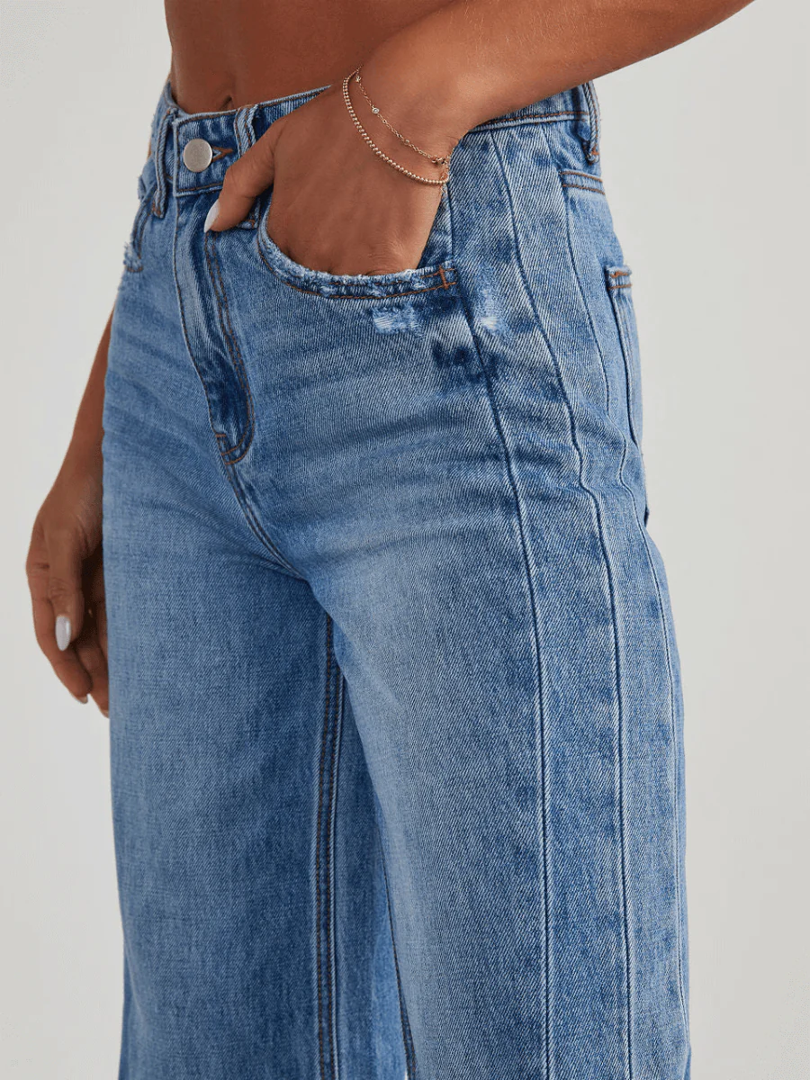 Trendsetter Wide Leg Diagonal Seam Jeans - Image 5