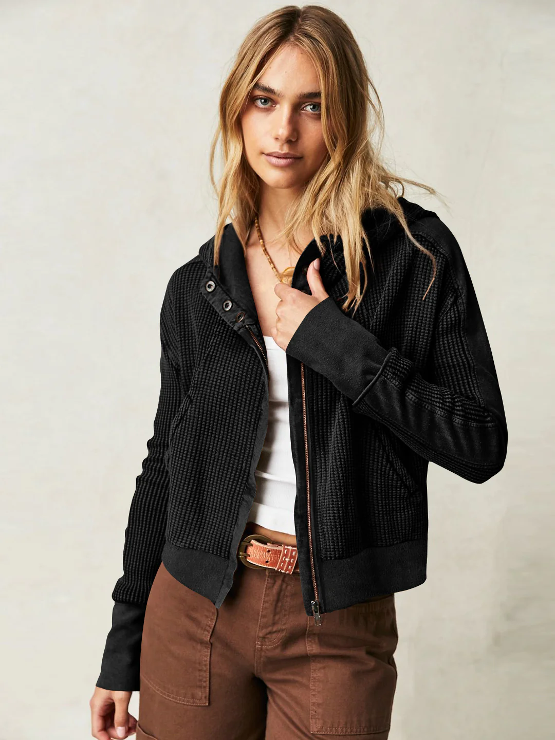 Treyson Bomber Hoody Jacket - Black