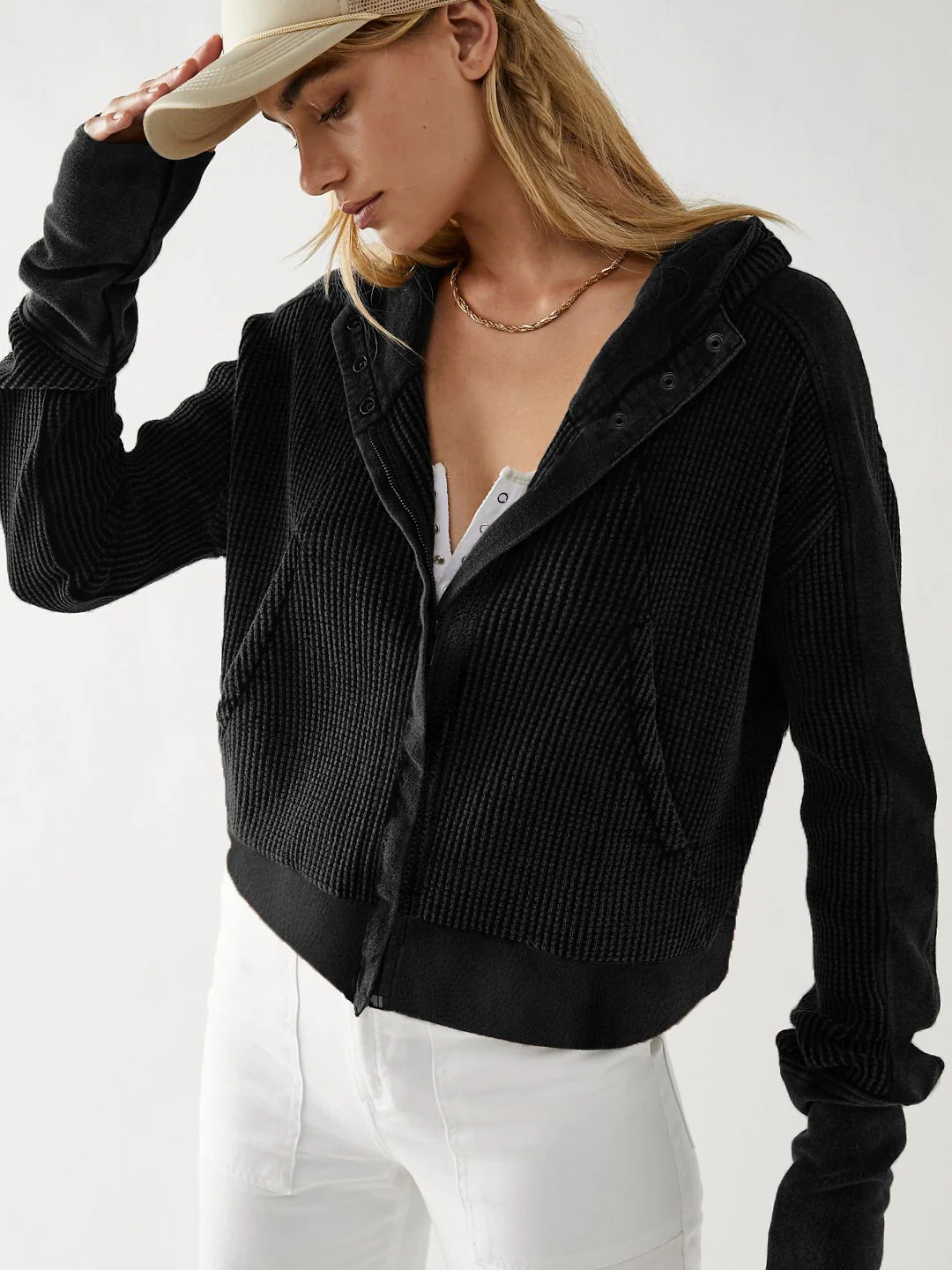 Treyson Bomber Hoody Jacket - Black - Image 2