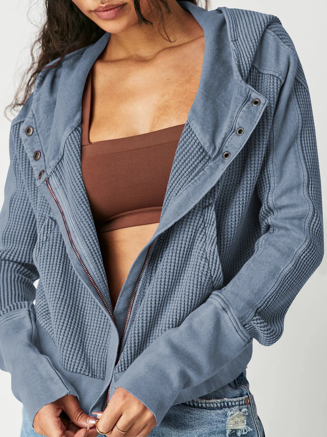 Treyson Bomber Hoody Jacket - Blue - Image 2