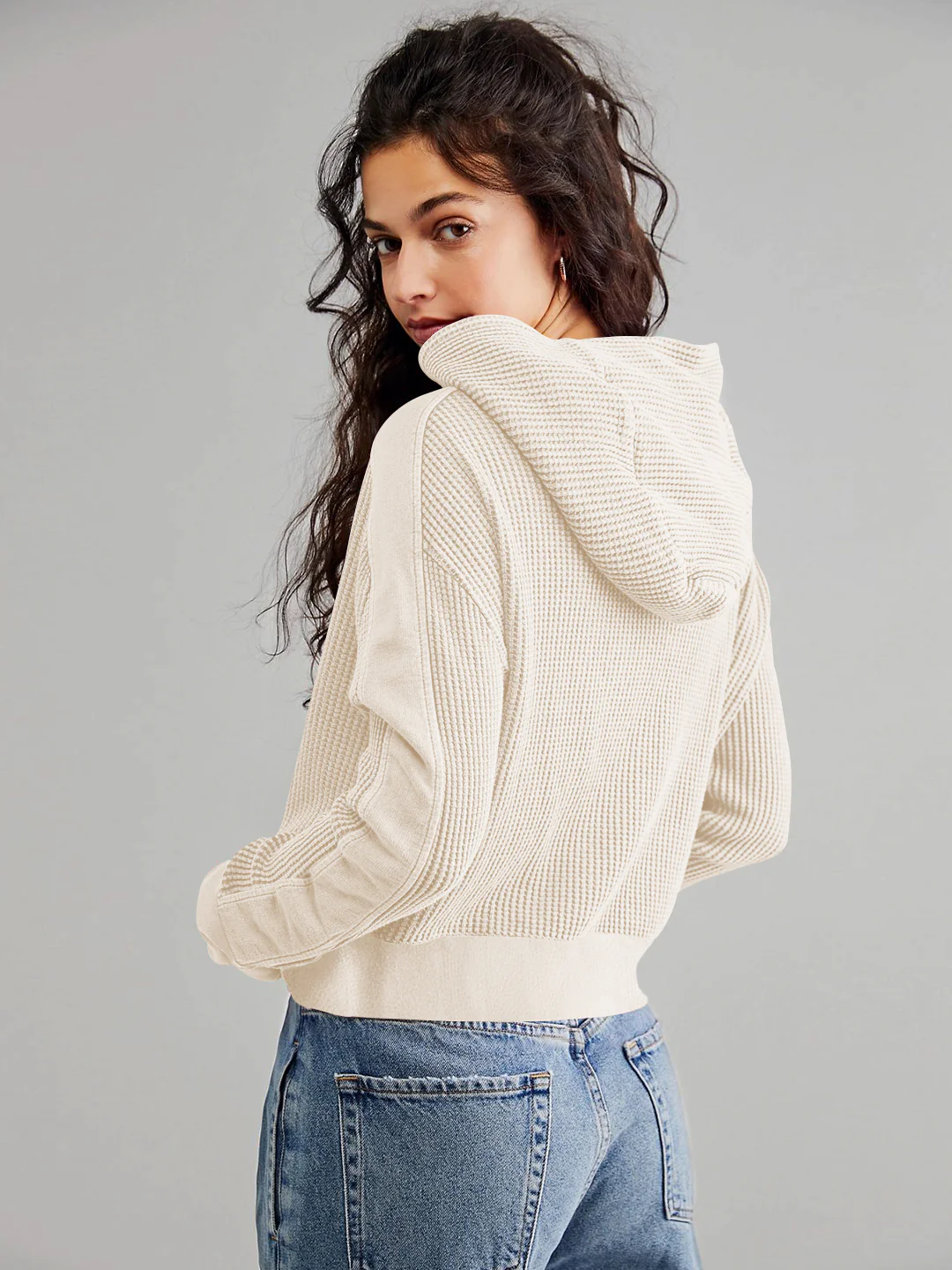 Treyson Bomber Hoody Jacket - Cream - Image 5