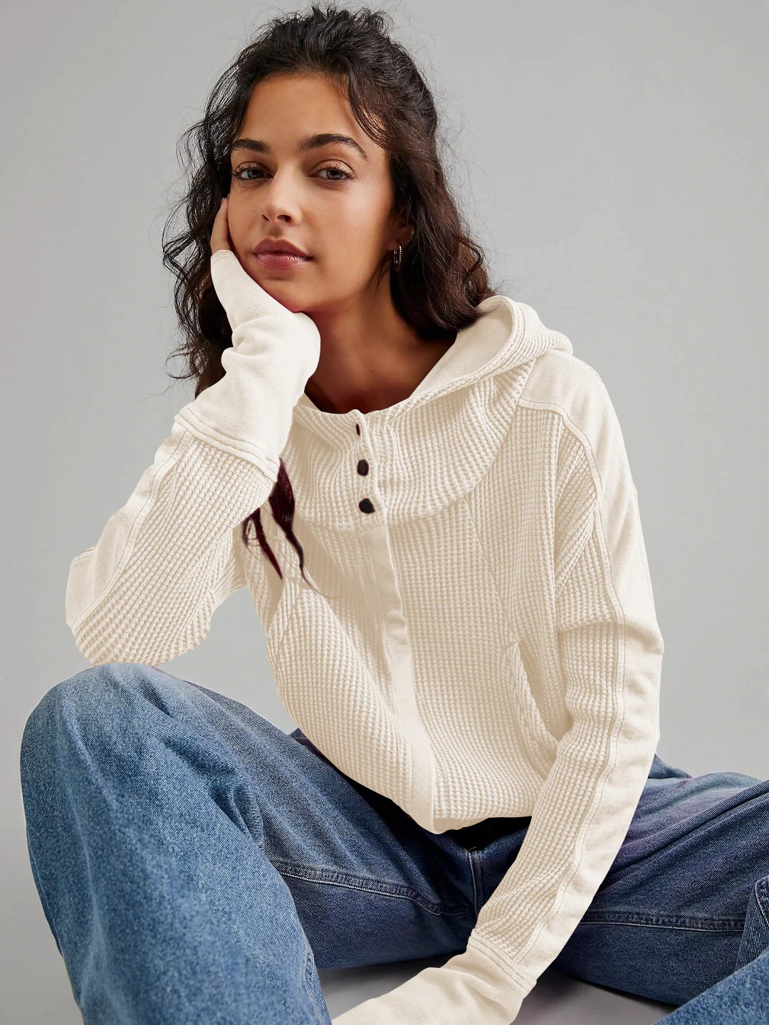 Treyson Bomber Hoody Jacket - Cream - Image 6