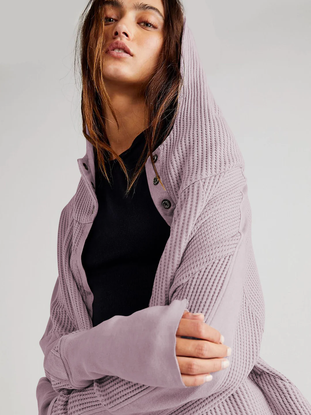 Treyson Bomber Hoody Jacket - Mauve - Image 5