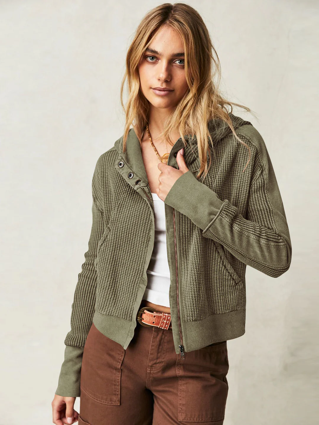 Treyson Bomber Hoody Jacket - Olive - Image 2