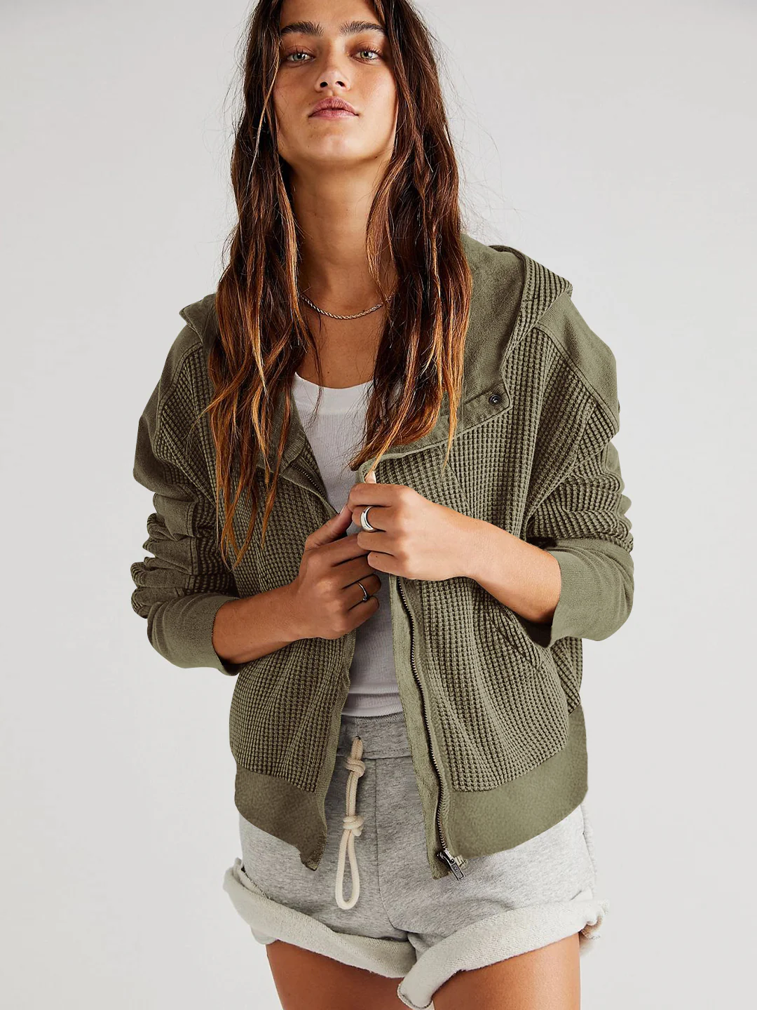Treyson Bomber Hoody Jacket - Olive - Image 6
