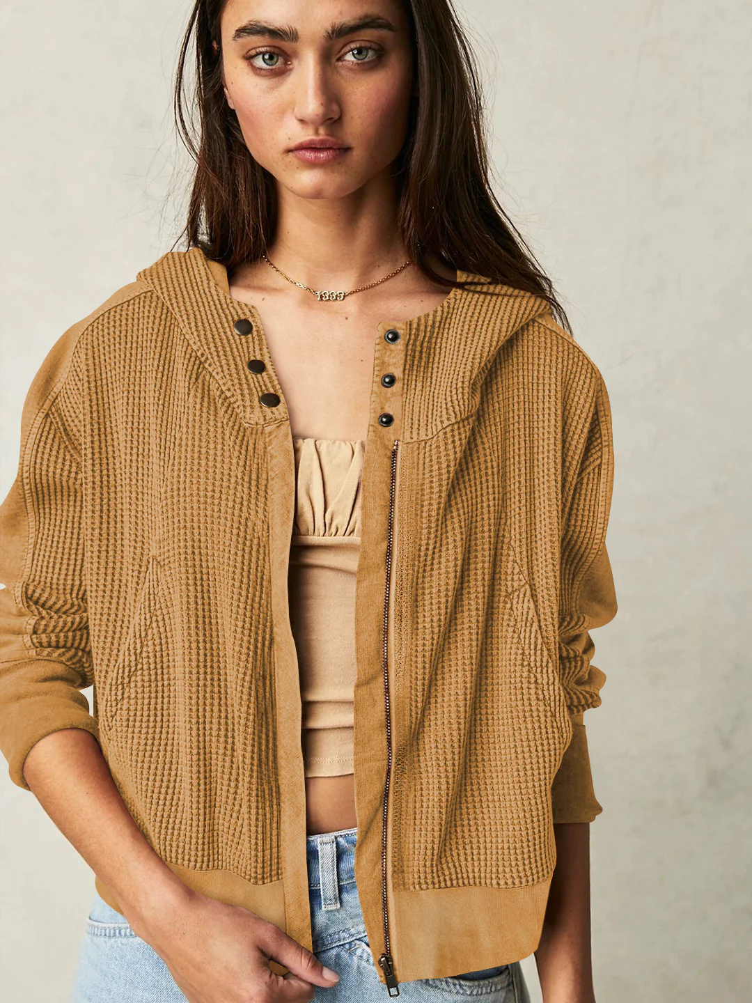 Treyson Bomber Hoody Jacket - Mocha - Image 2