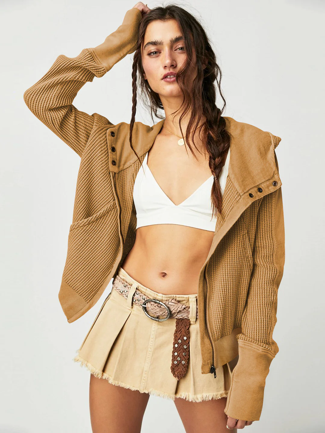 Treyson Bomber Hoody Jacket - Mocha - Image 6