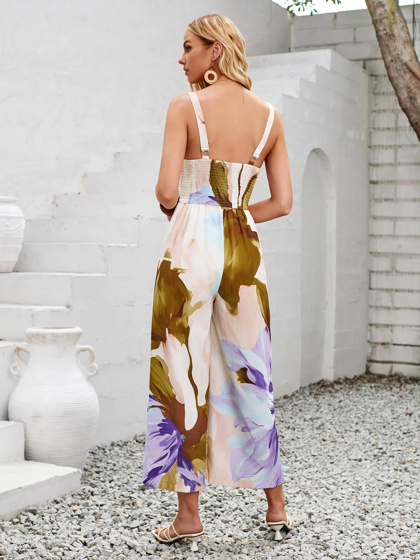Tropical Bliss Floral Jumpsuit - Purple - Image 3