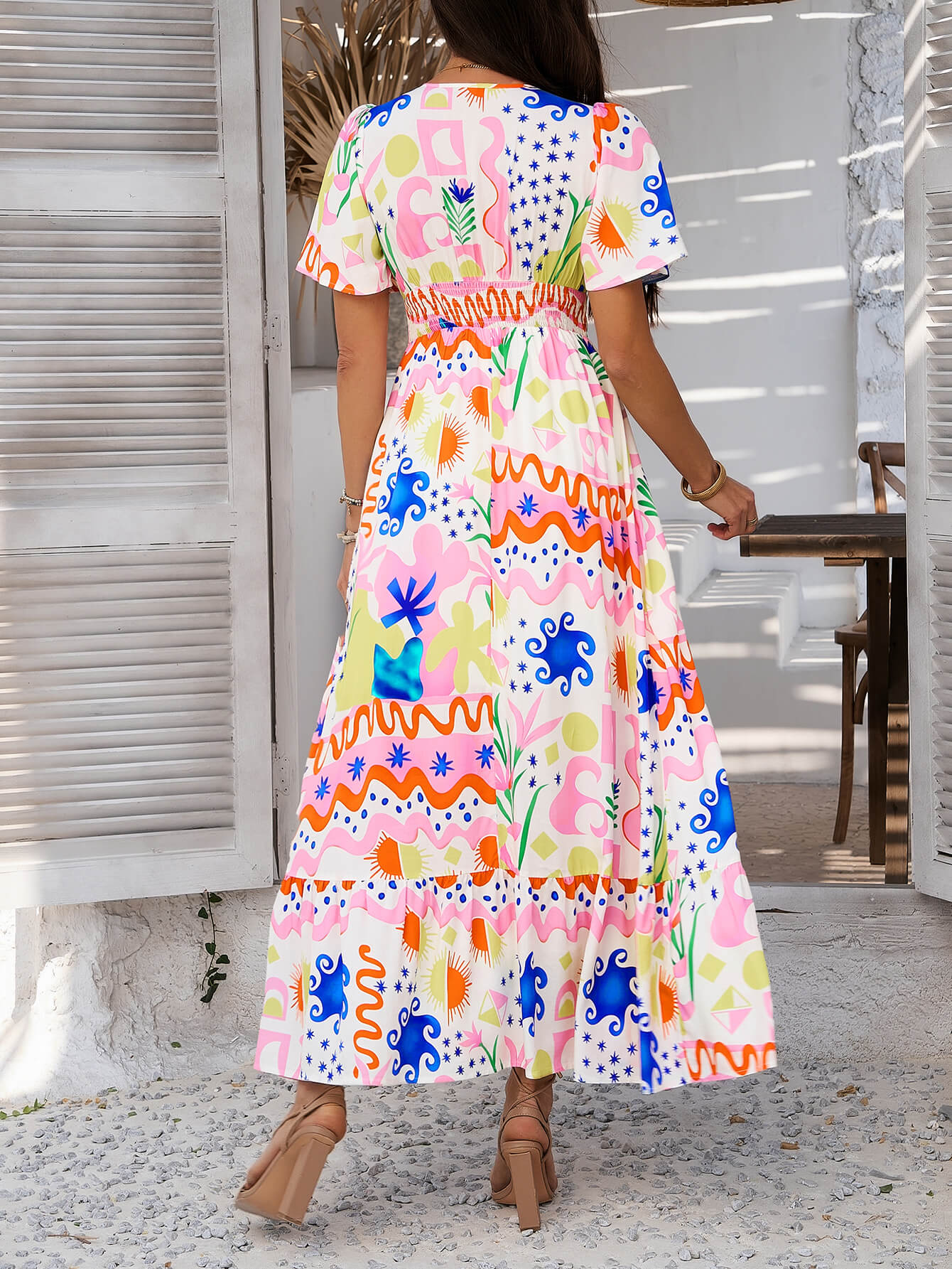 Tropical Drift Abstract Floral Maxi Dress - pink - Image 4