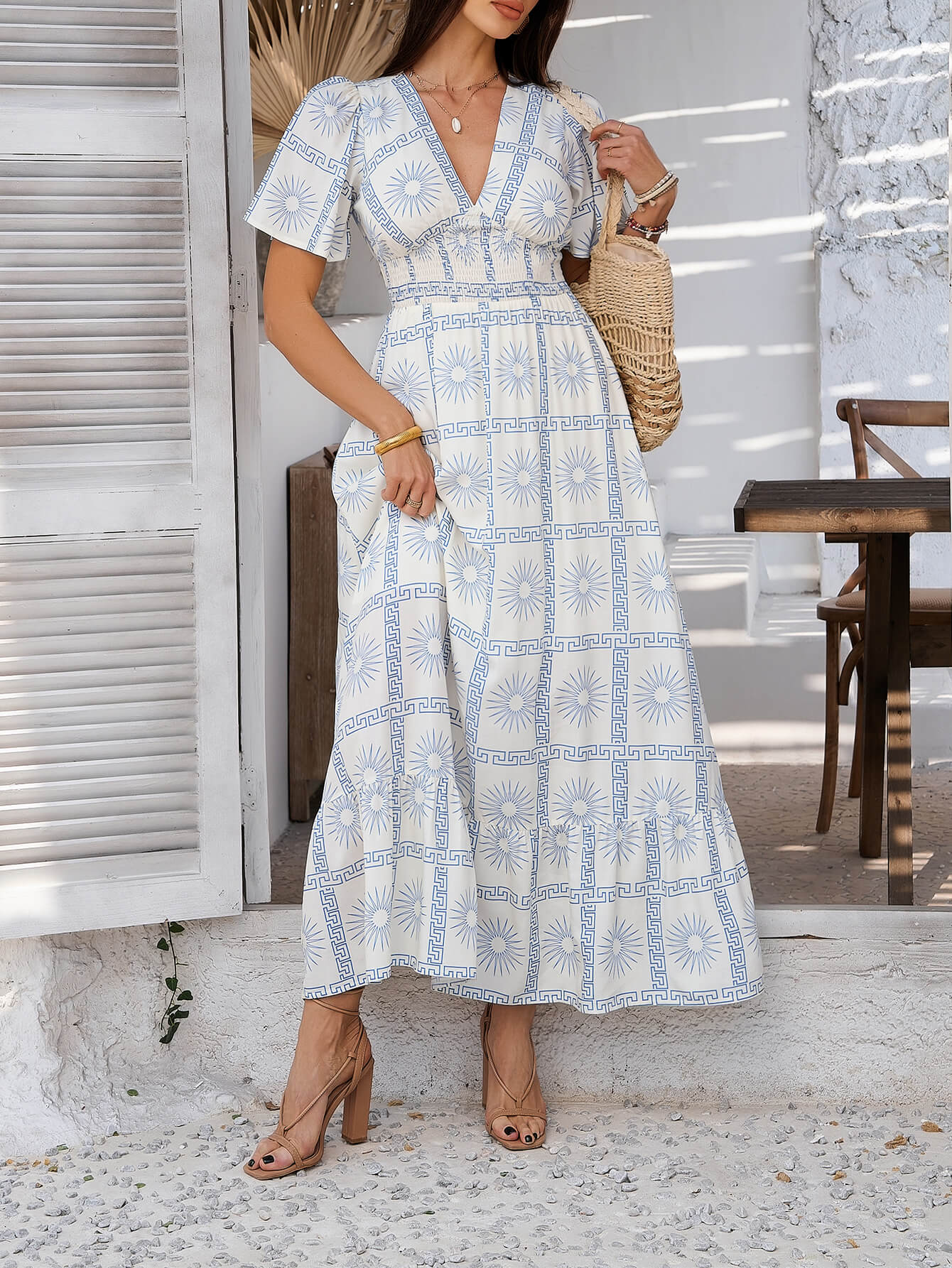 Tropical Drift Abstract Floral Maxi Dress - white - Image 3