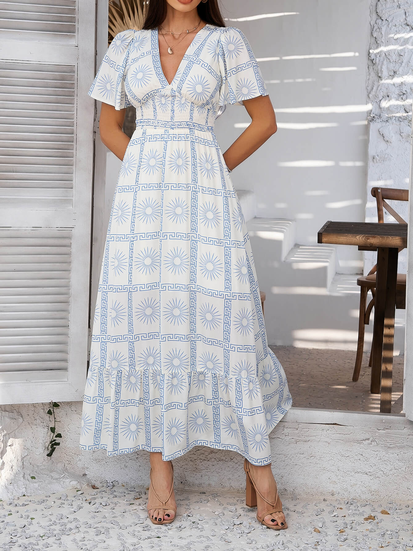 Tropical Drift Abstract Floral Maxi Dress - white - Image 4