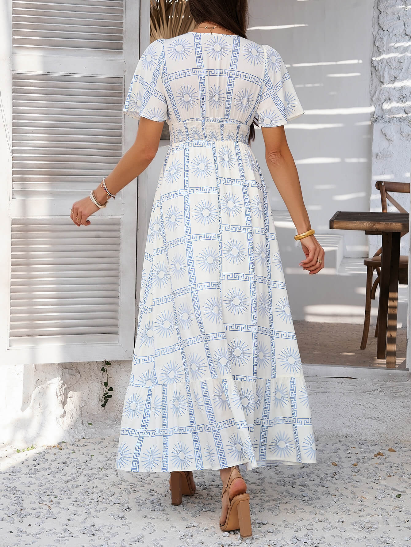 Tropical Drift Abstract Floral Maxi Dress - white - Image 6