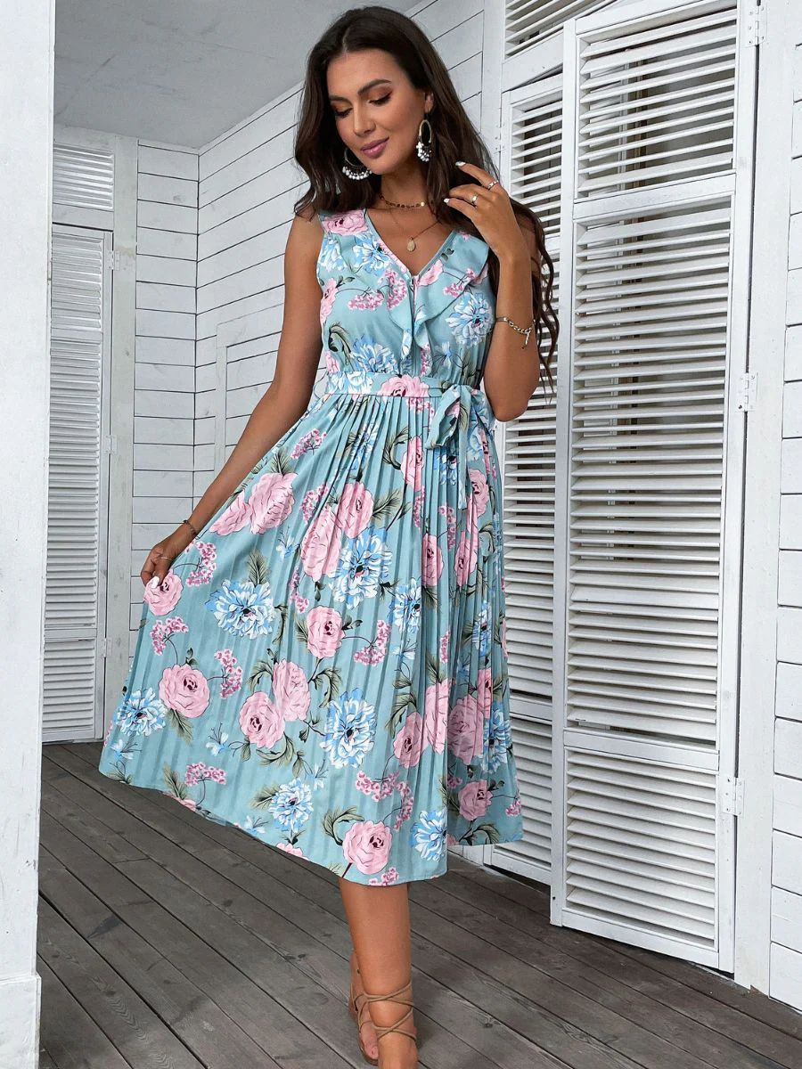 UKE MIDI DRESS - BLUE FLORAL - Image 4