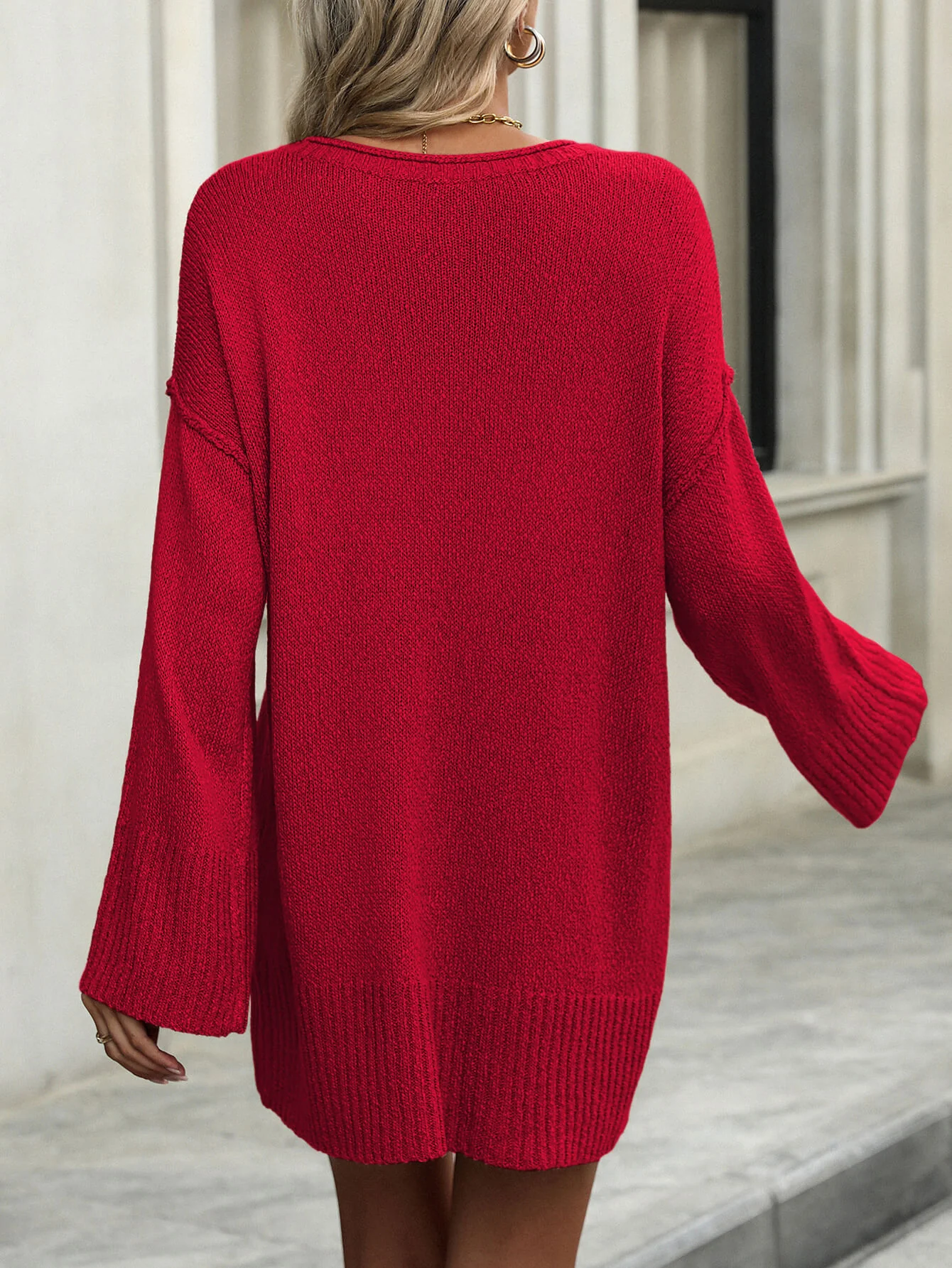 Uptown Girl Mini Sweater Dress - Red - Image 6