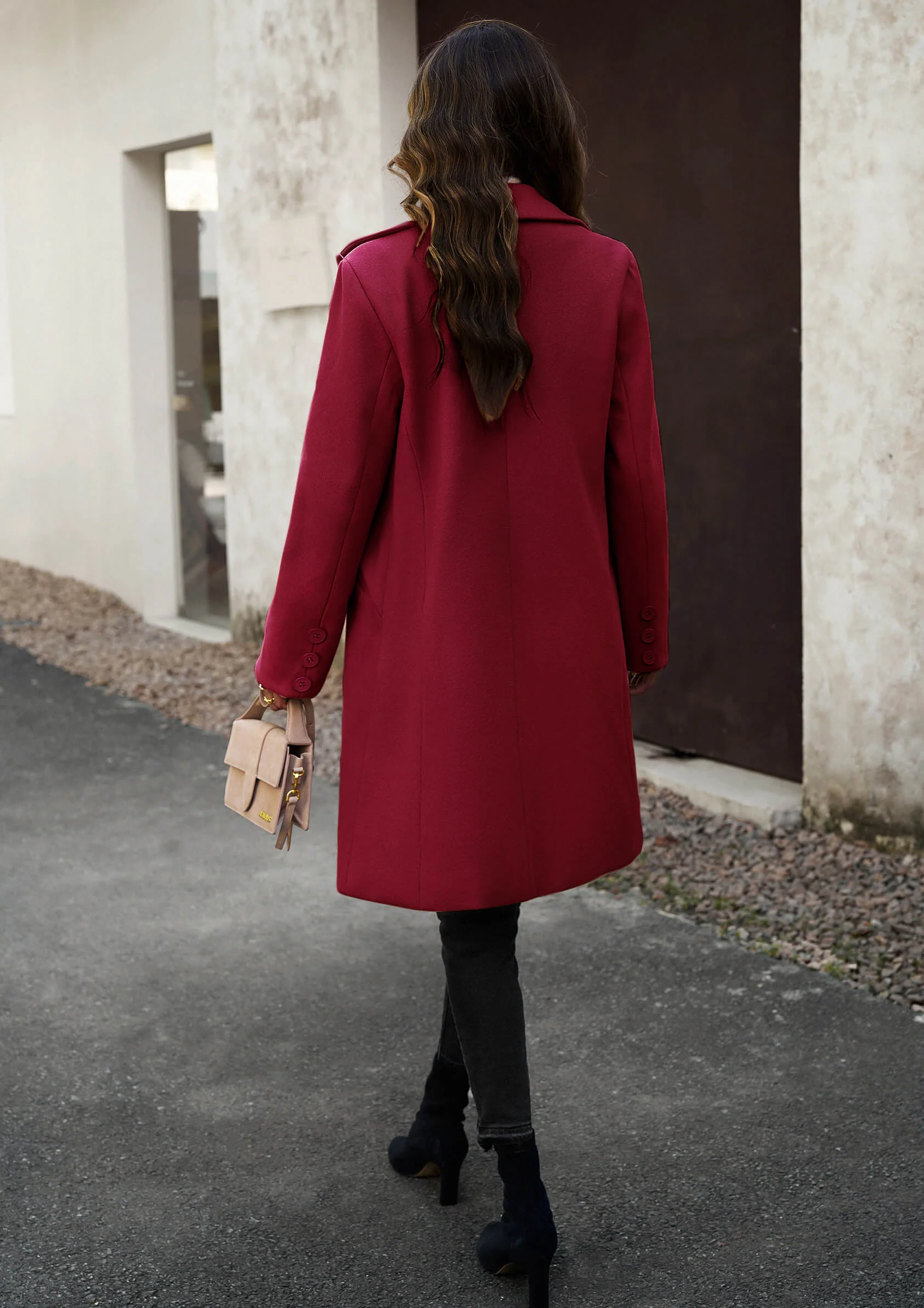 Uptown Girl Pocketed Boyfriend Jacket - Burgundy - Image 3