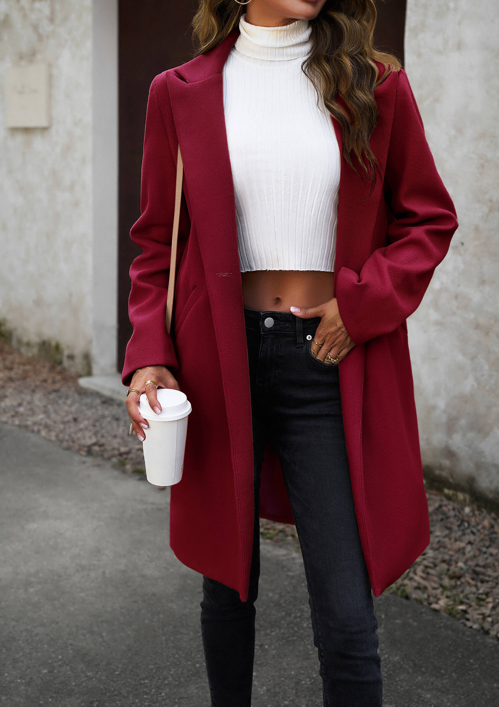 Uptown Girl Pocketed Boyfriend Jacket - Burgundy - Image 6