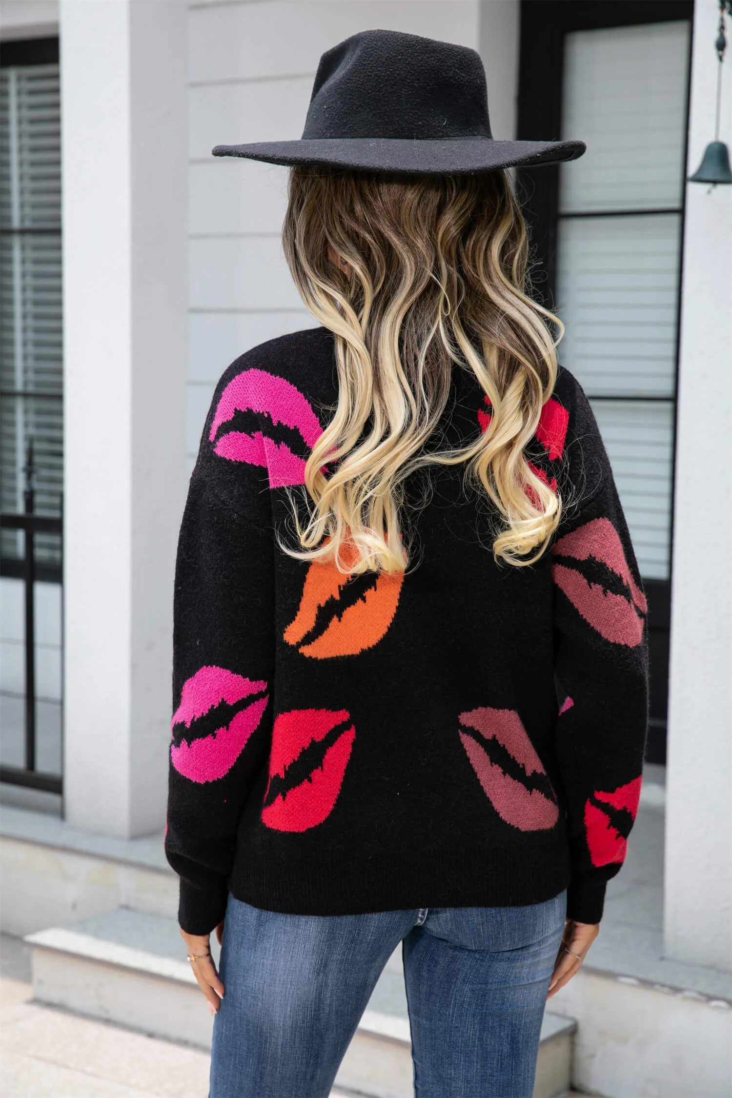 Valentine Kiss Knit Sweater - Black - Image 5