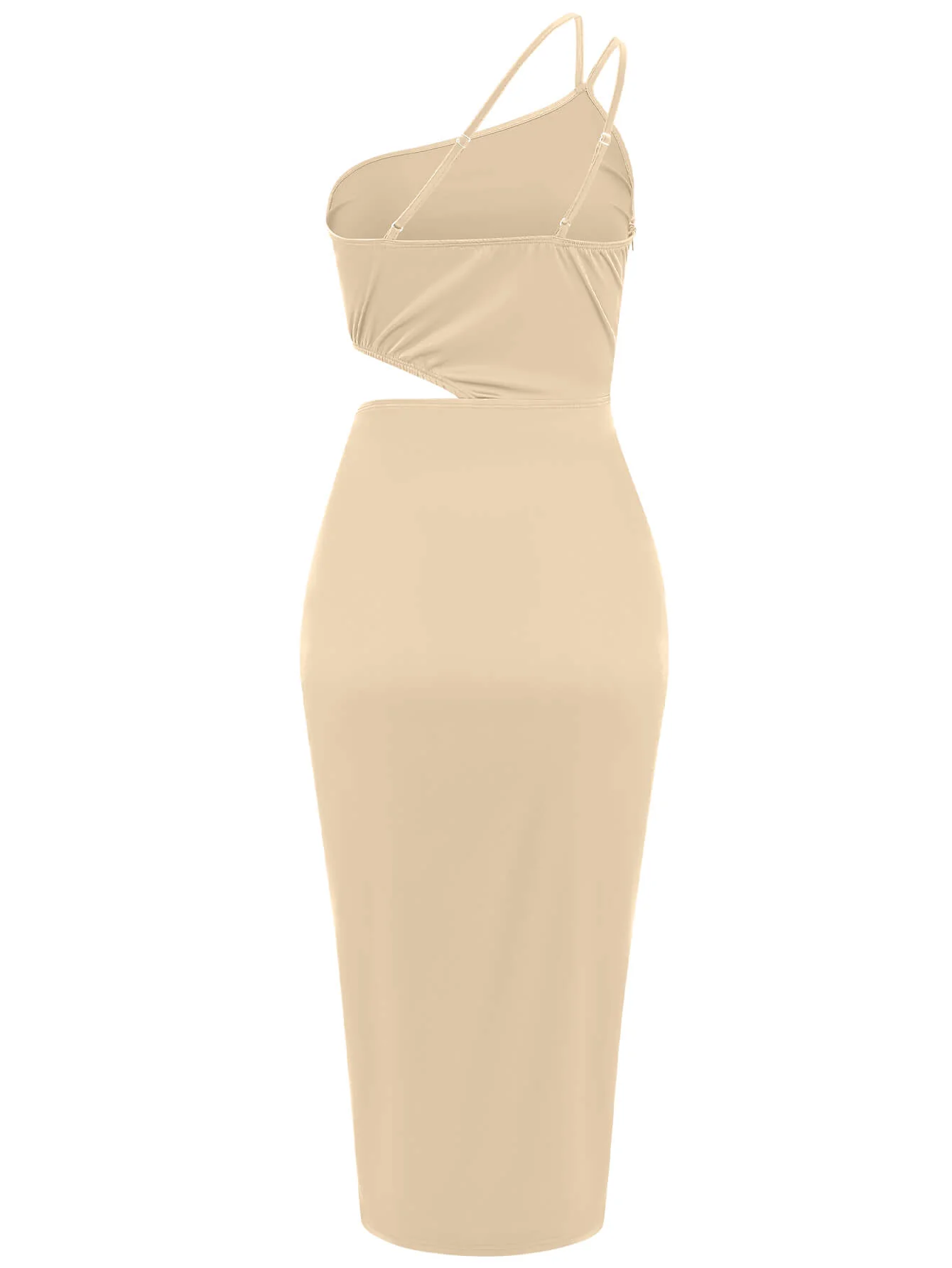 Vianne One-Shoulder Satin Midi Dress - Champagne - Image 8