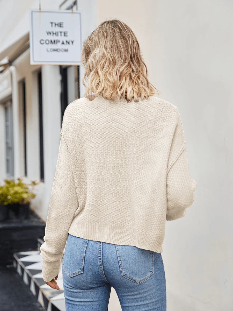 Wafflemate Button Front Knit Cardigan - Beige - Image 5