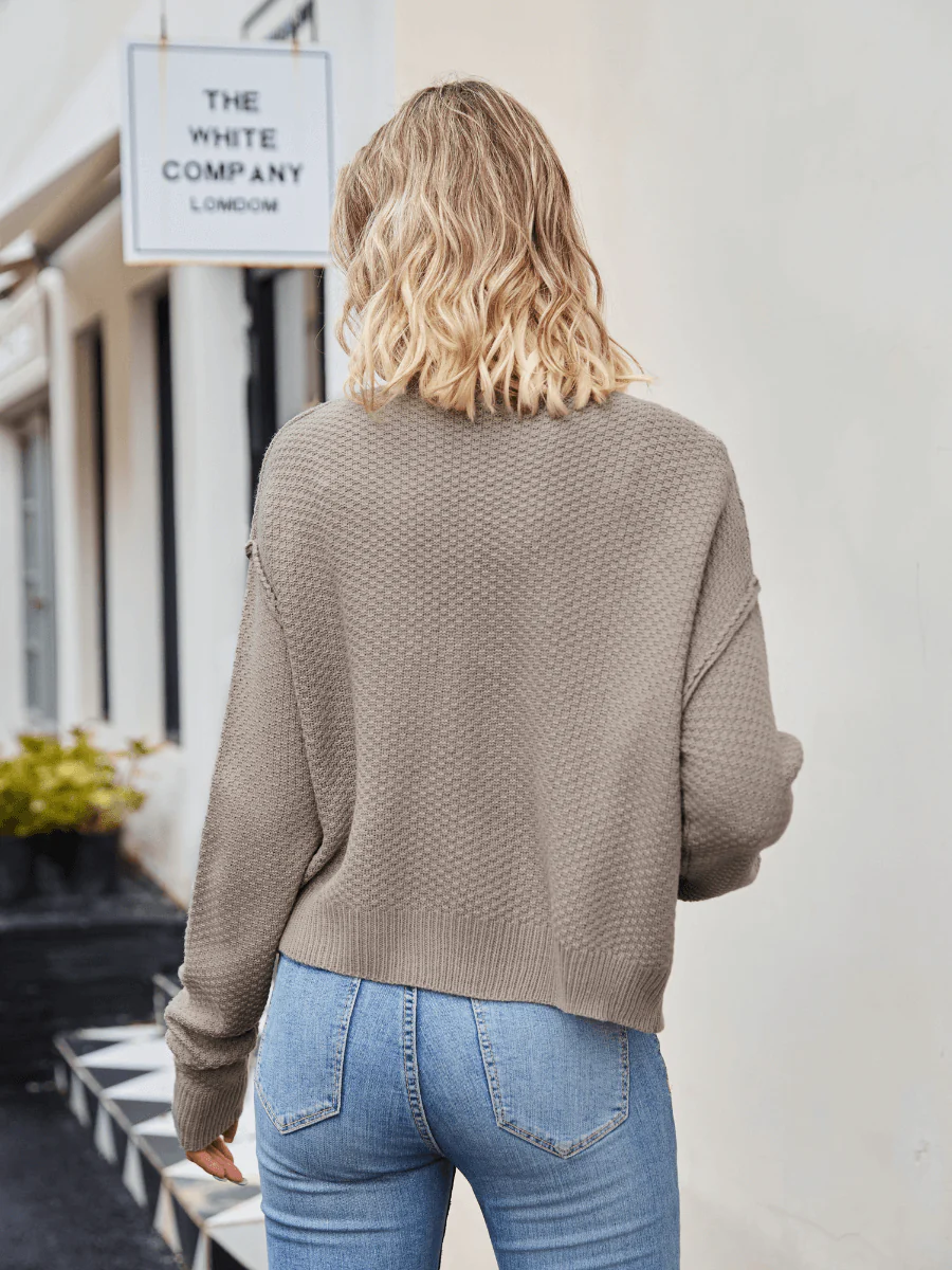 Wafflemate Button Front Knit Cardigan - Khaki - Image 3