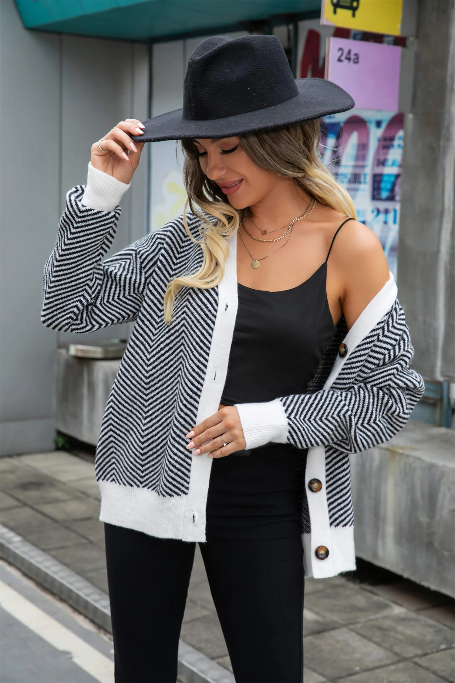 Warm Thoughts Button Down Cardigan - Black - Image 5