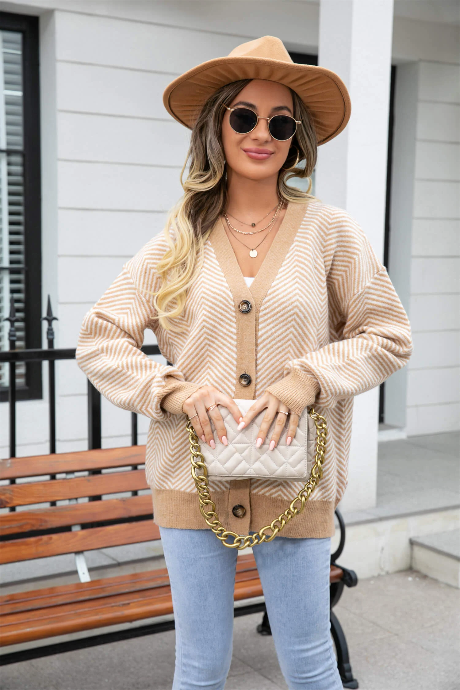 Warm Thoughts Button Down Cardigan - Taupe - Image 2