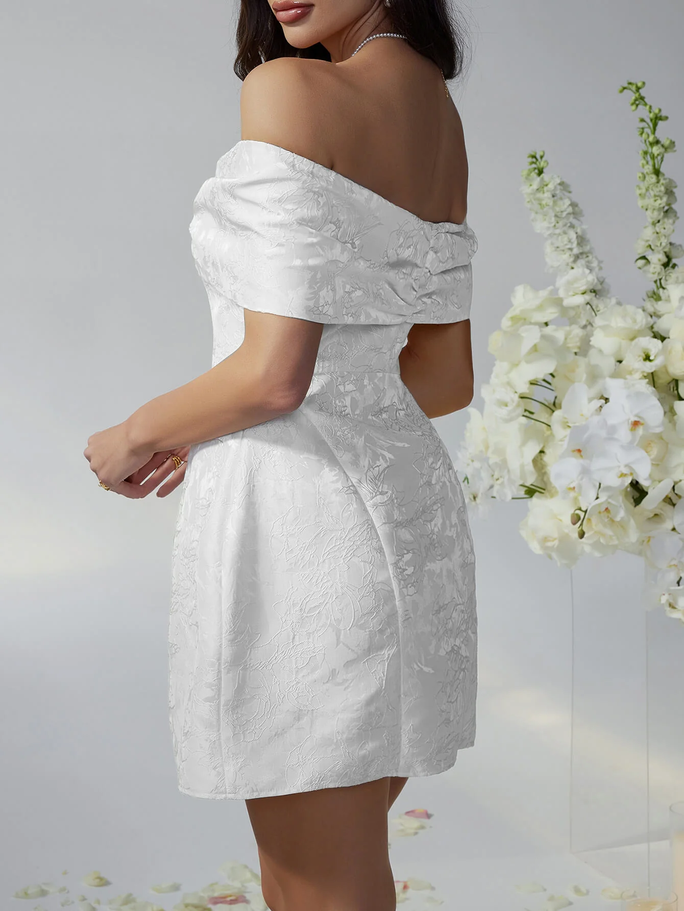 Whispering Bow Off The Shoulder Mini Dress - Image 11