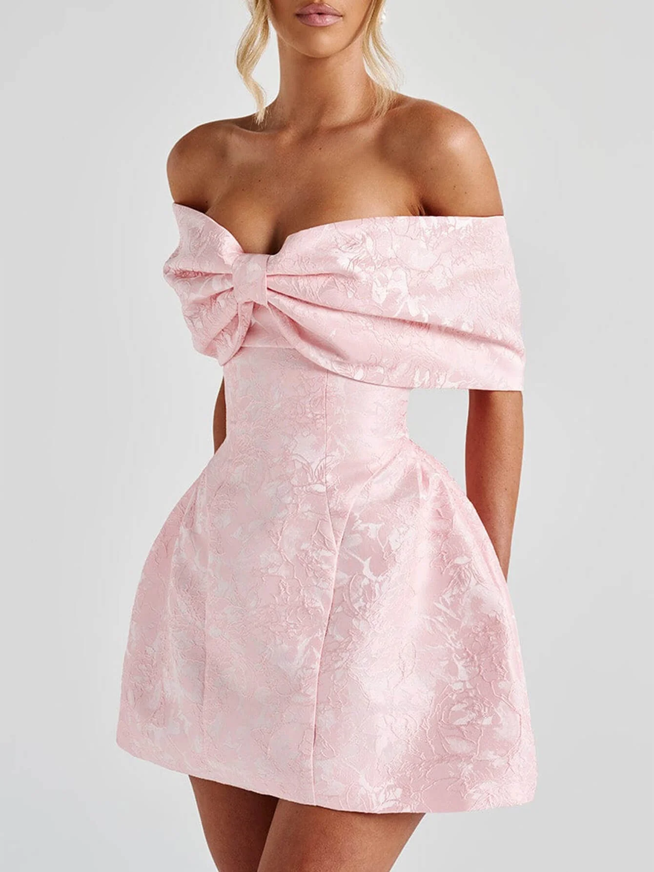 Whispering Bow Off The Shoulder Mini Dress - Image 2