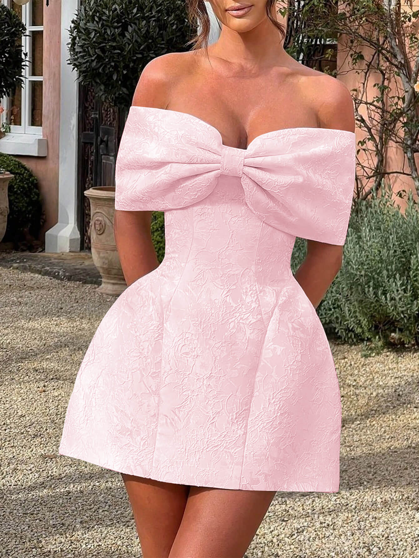 Whispering Bow Off The Shoulder Mini Dress - Image 5