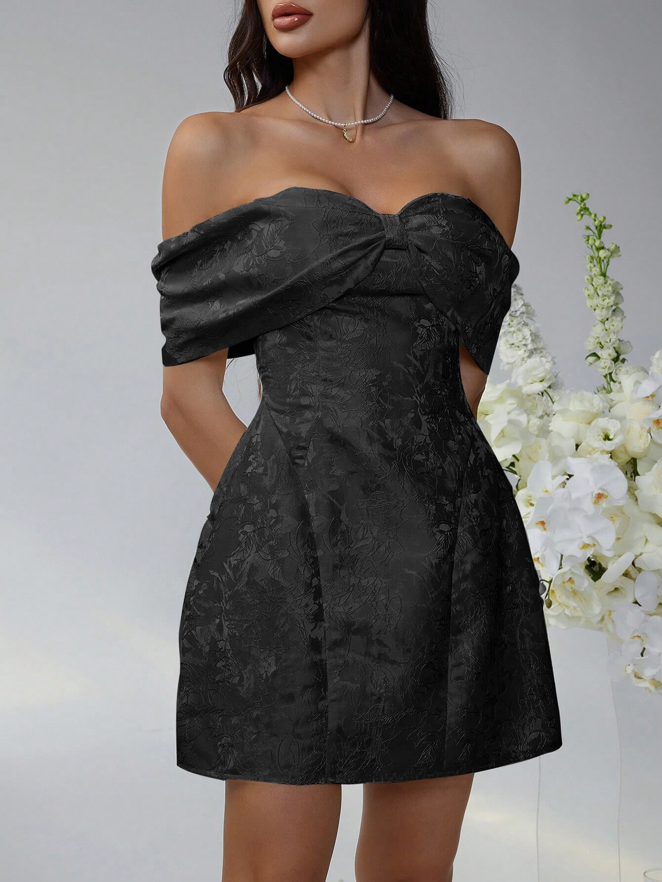 Whispering Bow Off The Shoulder Mini Dress - Image 8