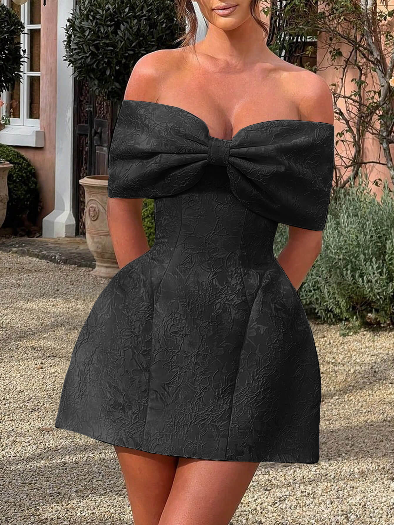 Whispering Bow Off The Shoulder Mini Dress - Image 9