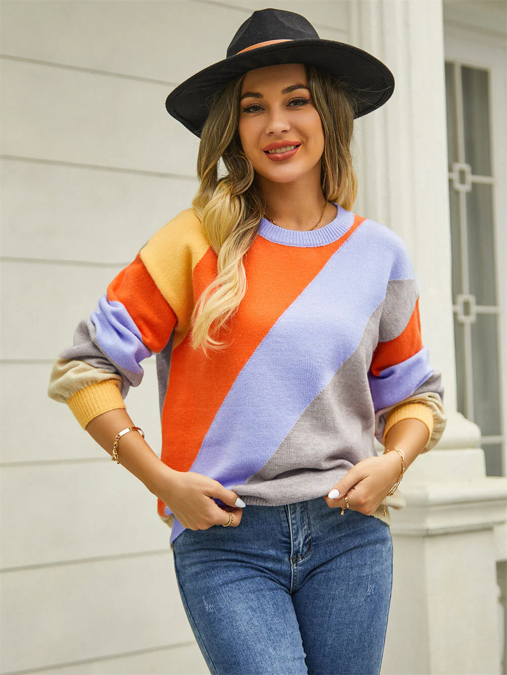 Whitfield Striped Knit Sweater - Orange - Image 2