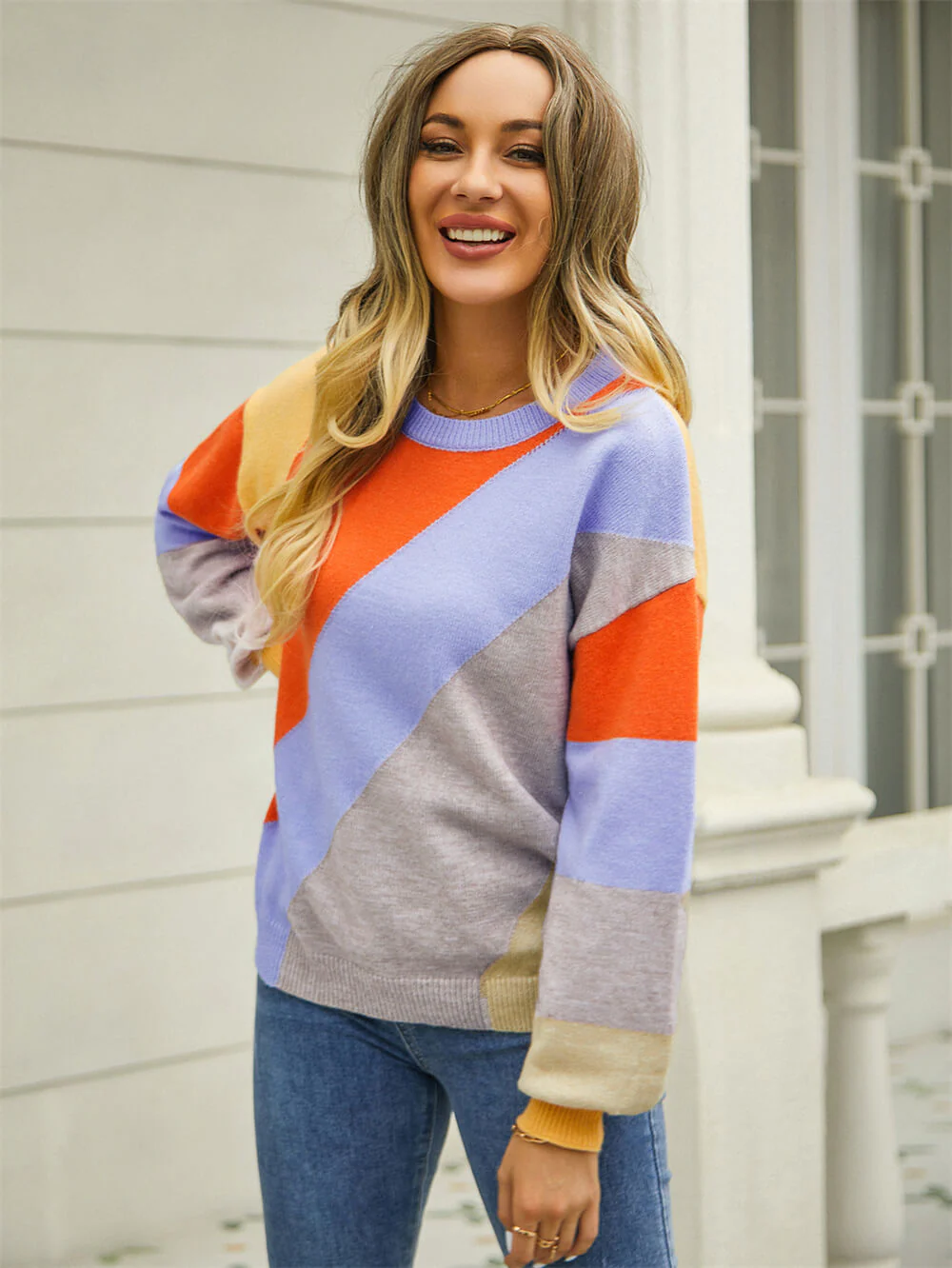 Whitfield Striped Knit Sweater - Orange - Image 6