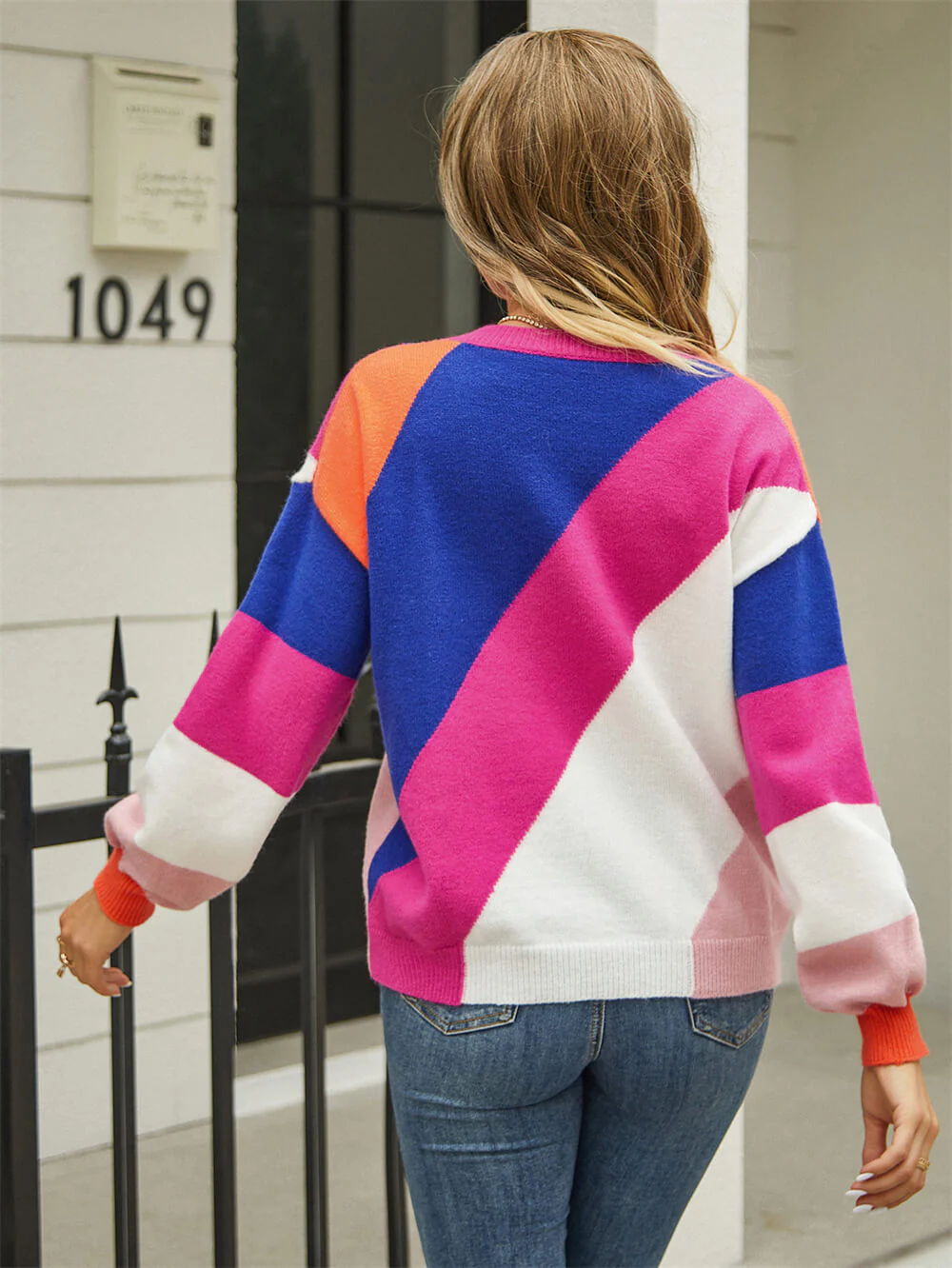Whitfield Striped Knit Sweater - Pink - Image 4