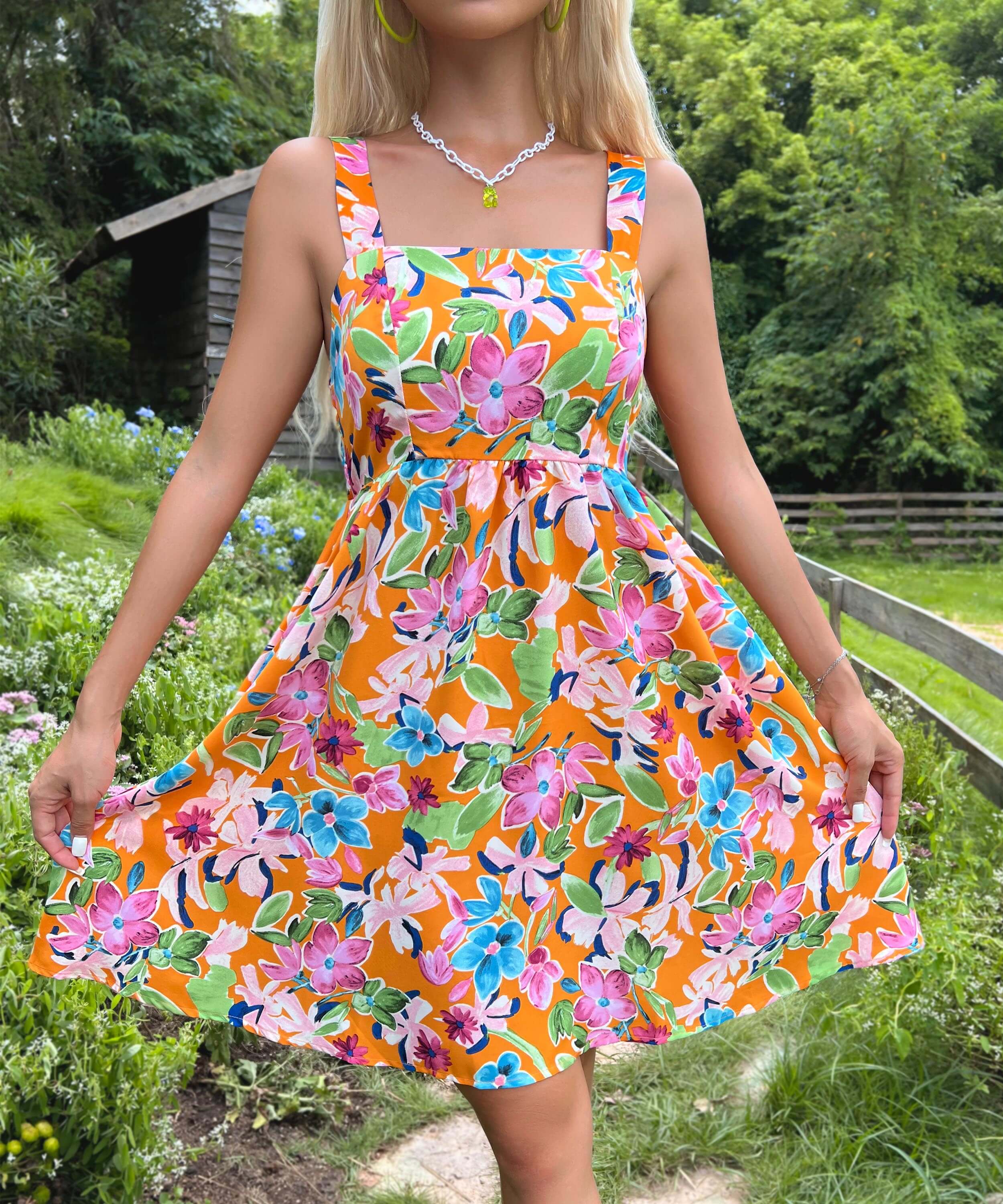 Willa Floral Midi Dress - Orange - Image 2
