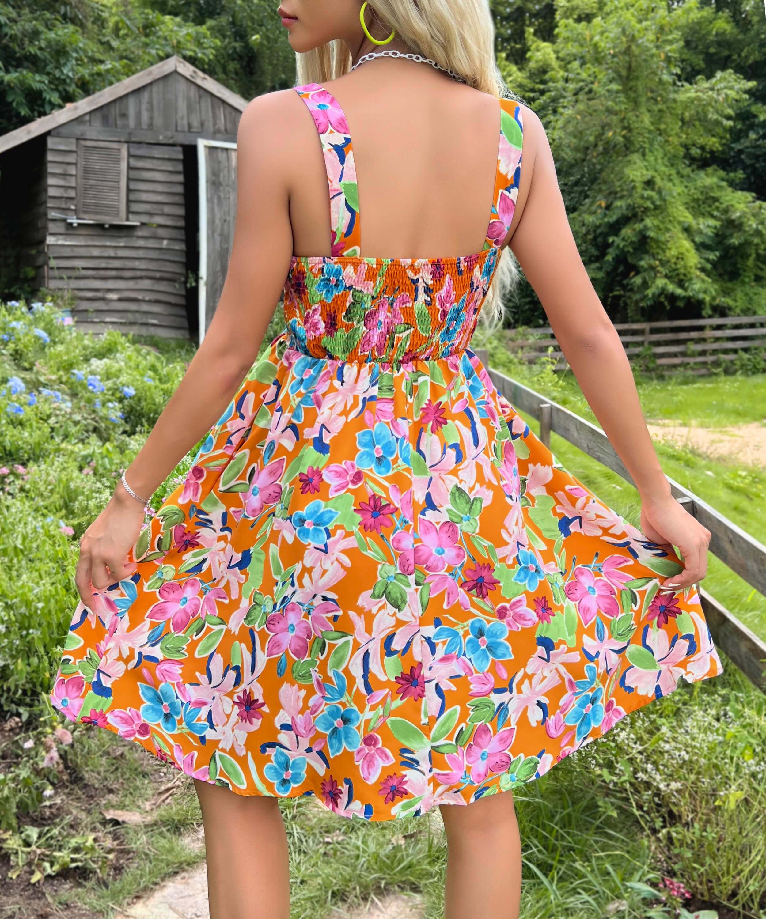 Willa Floral Midi Dress - Orange - Image 4