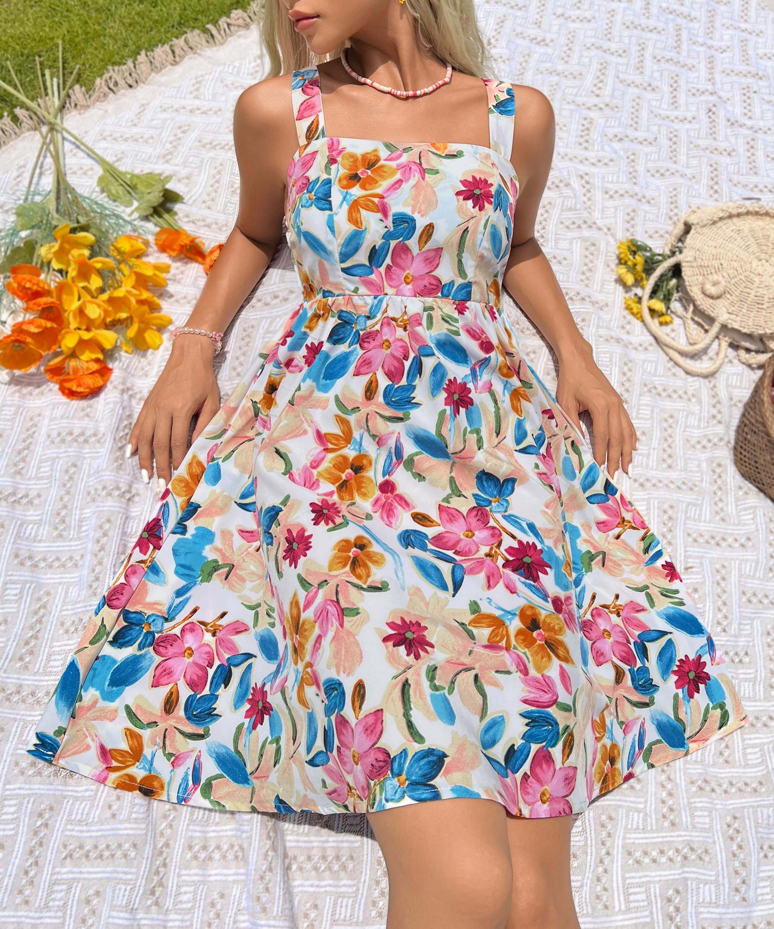 Willa Floral Midi Dress - White - Image 6