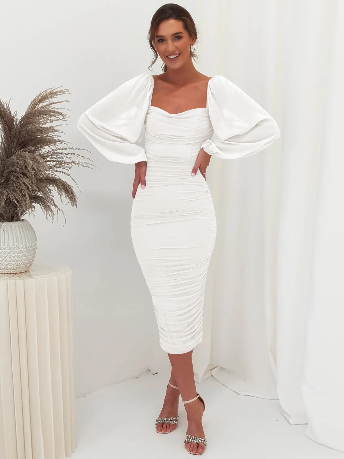 Windham Bridal Midi Dress - Ivory - Image 3