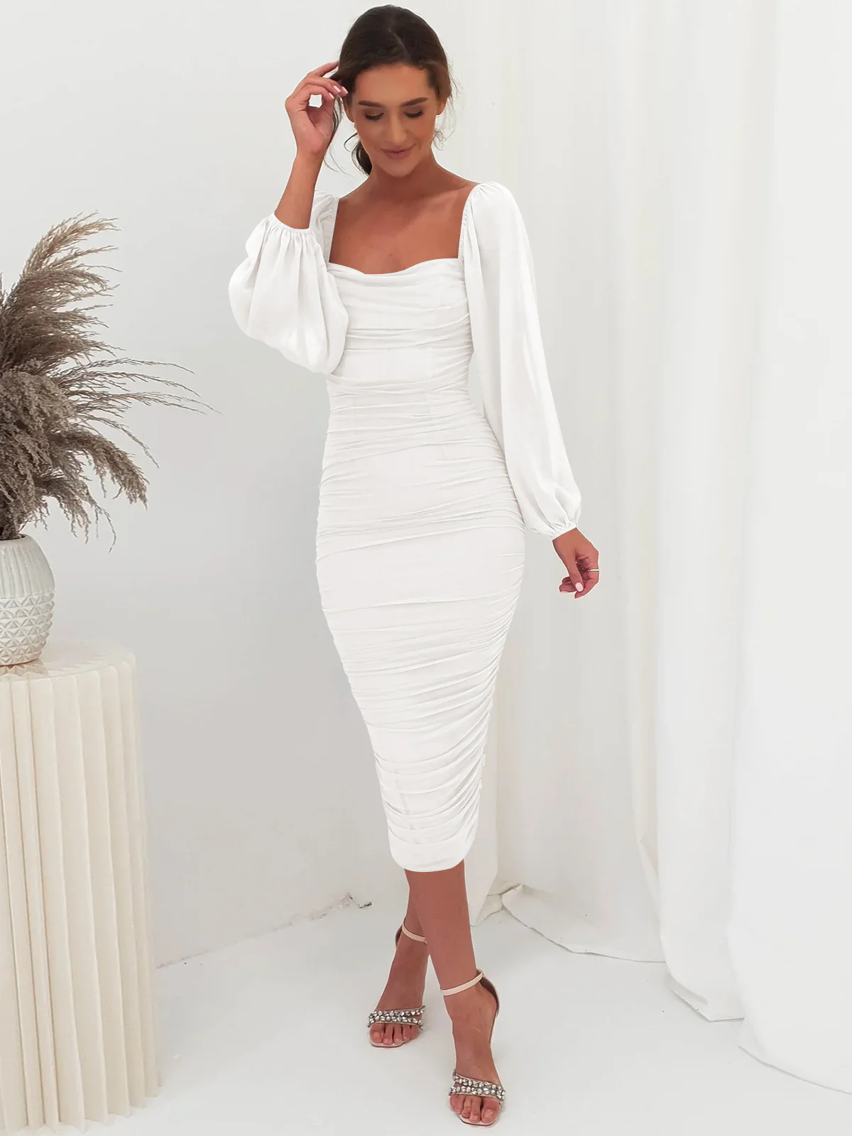 Windham Bridal Midi Dress - Ivory - Image 4