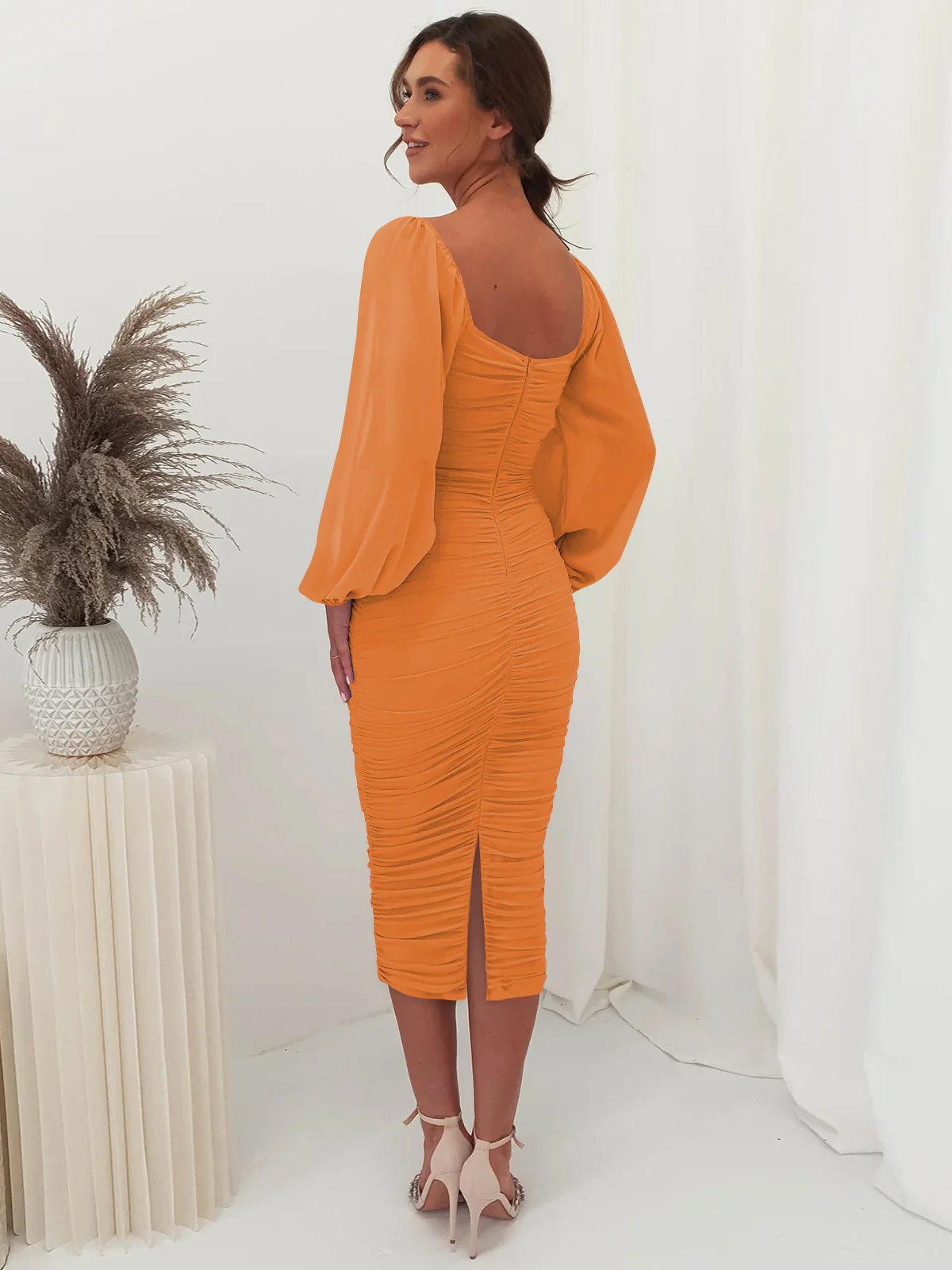 Windham Bridal Midi Dress - Orange - Image 4
