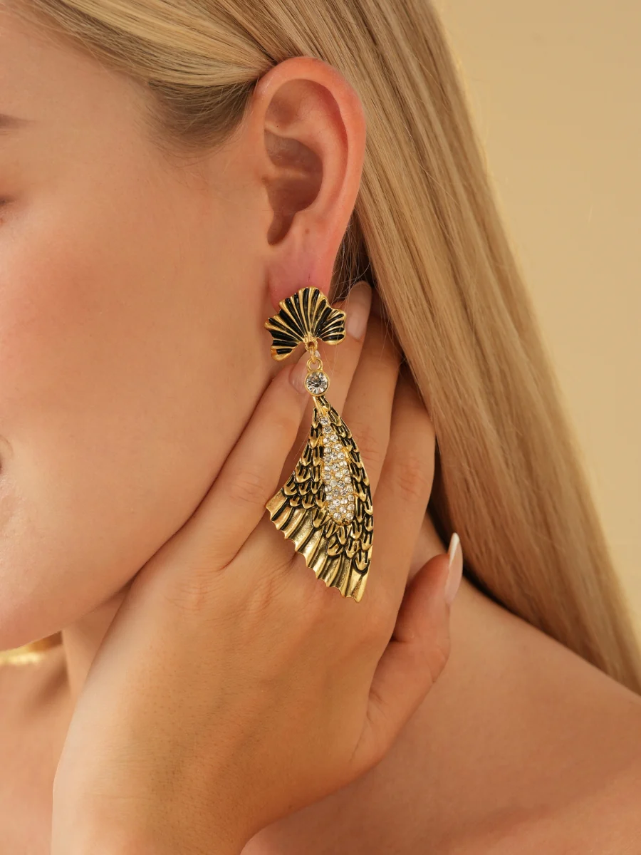 Wings of Angel Bronze Plated Enamel Earrings - Image 4