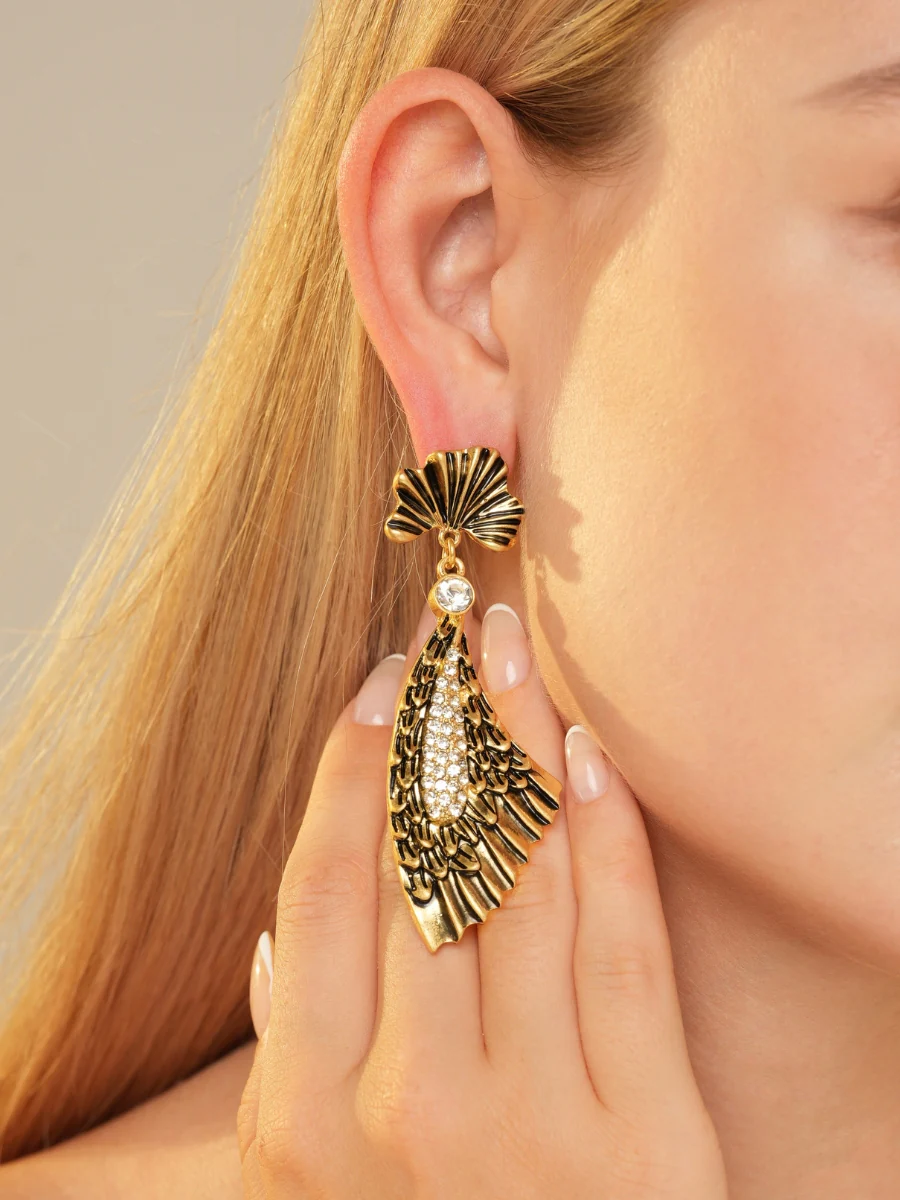 Wings of Angel Bronze Plated Enamel Earrings - Image 5