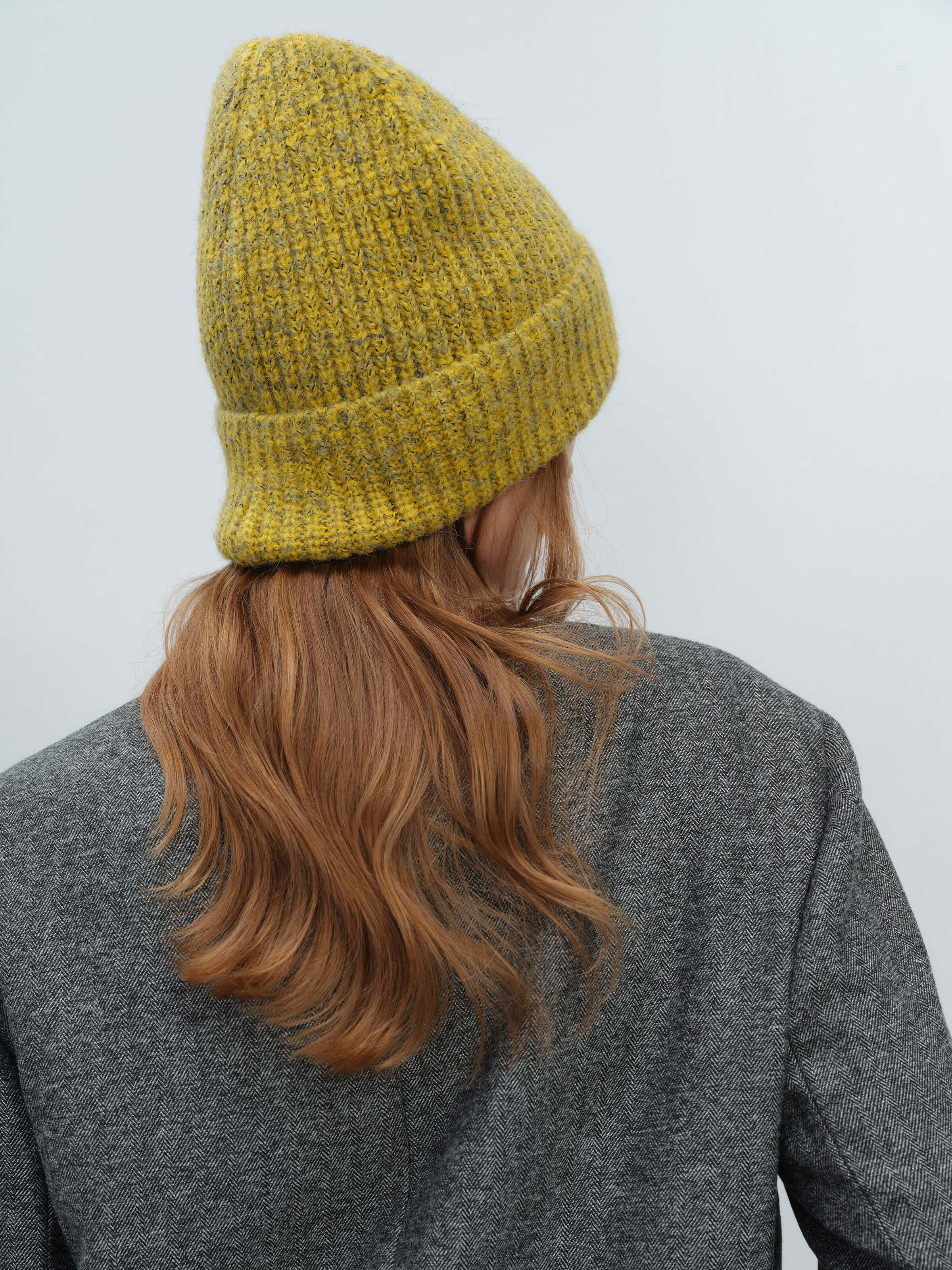 Wool Blend Cloud Beanie Scarf Matching Set - Mustard - Image 10