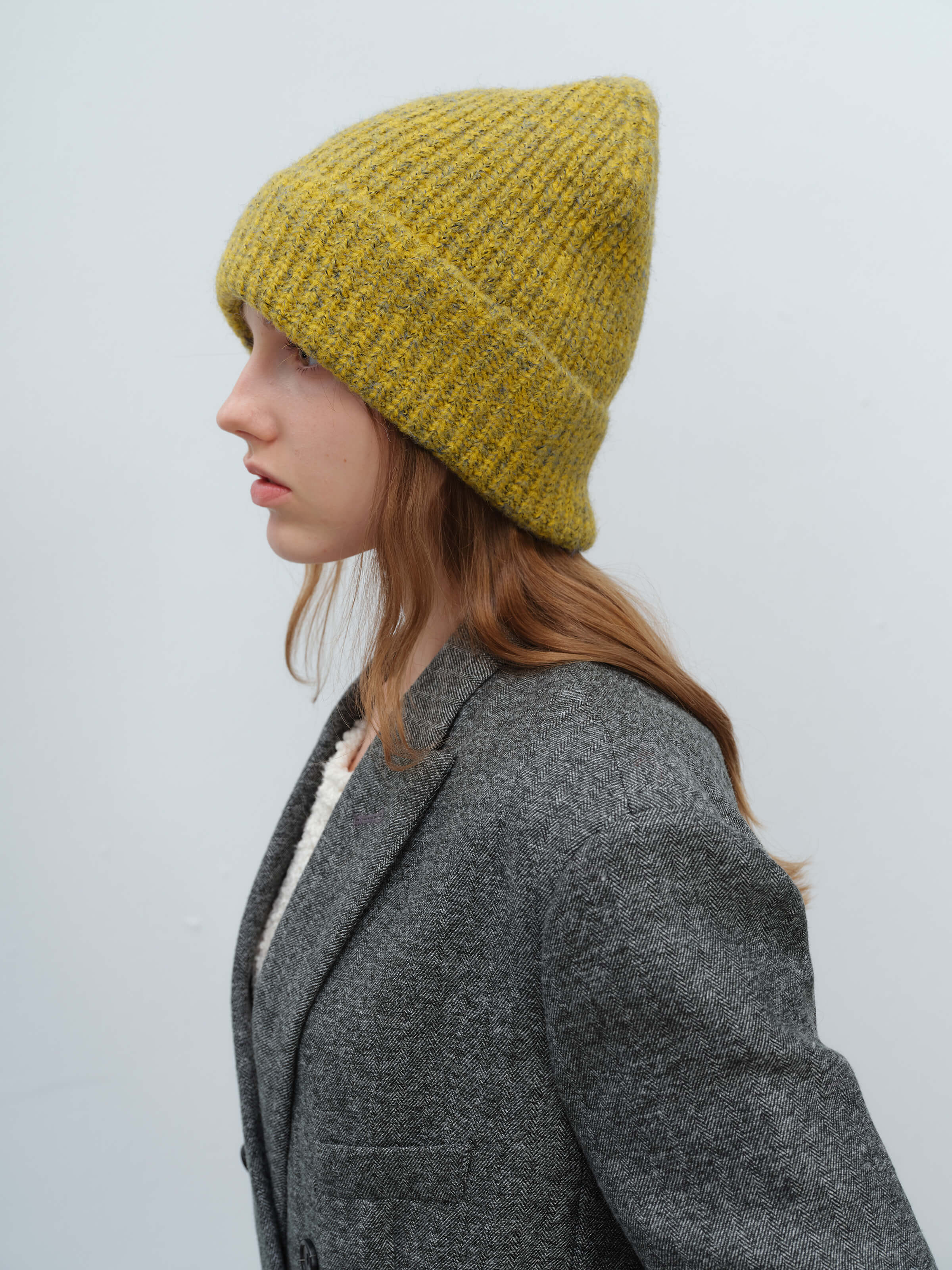 Wool Blend Cloud Beanie Scarf Matching Set - Mustard - Image 8