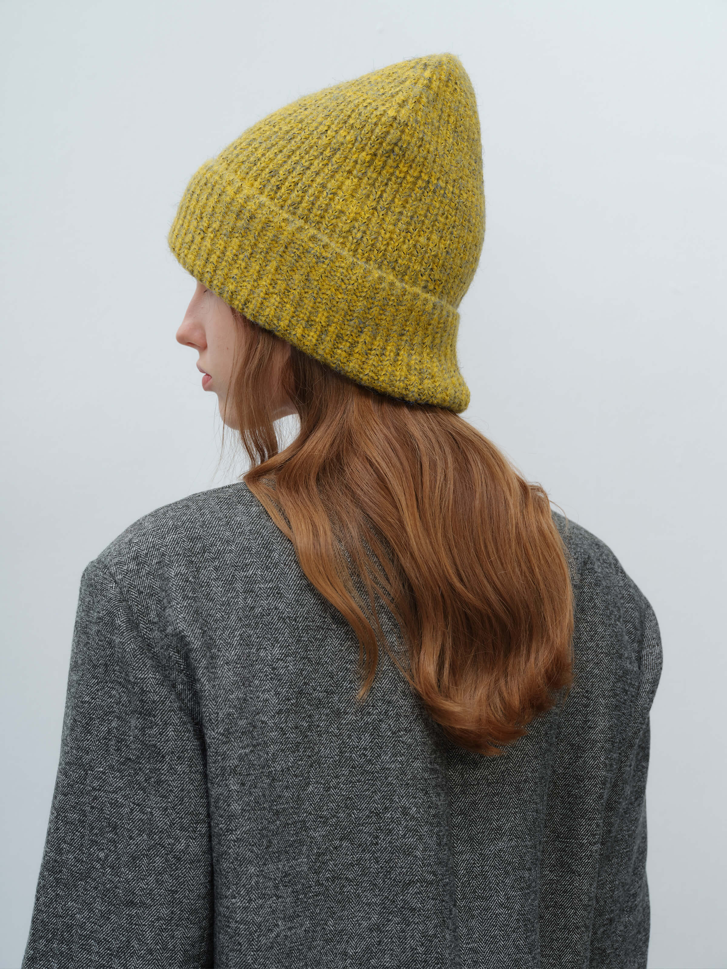 Wool Blend Cloud Beanie Scarf Matching Set - Mustard - Image 9