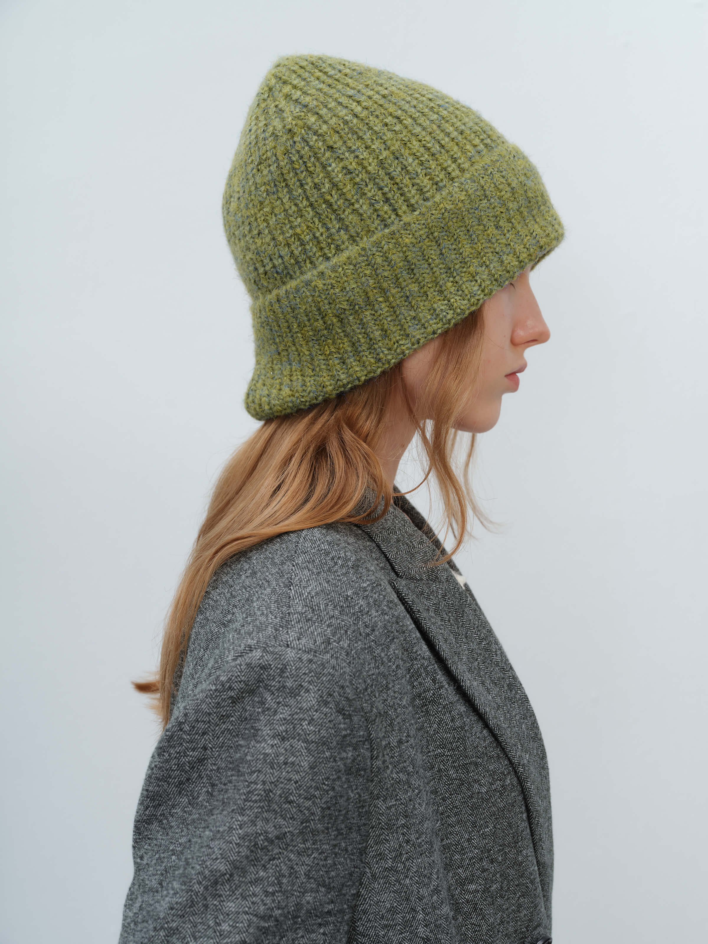 Wool Blend Cloud Beanie Scarf Matching Set - Olive - Image 10
